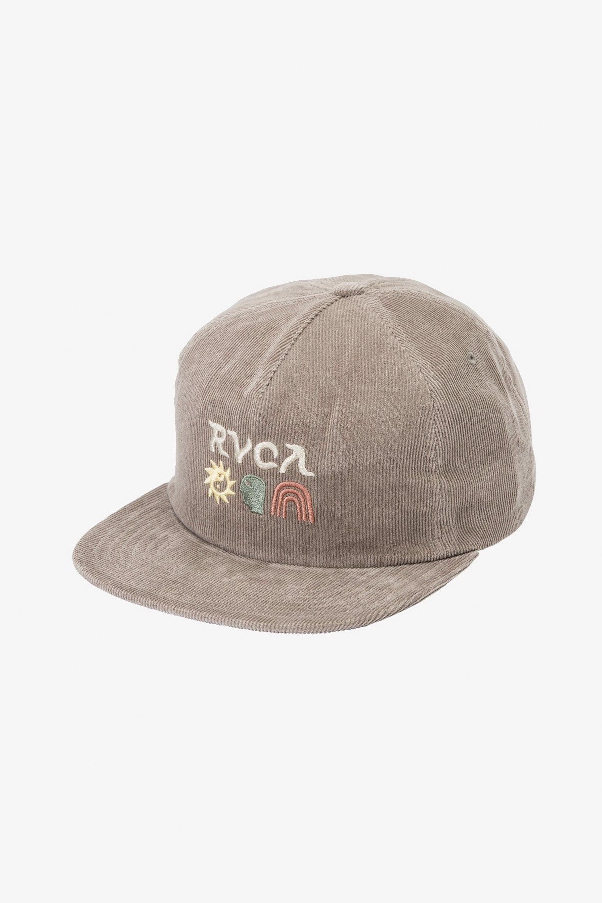 Happylifeshops RVCA Deep Thoughts Cord snapback cap corduroy brown front embroidery