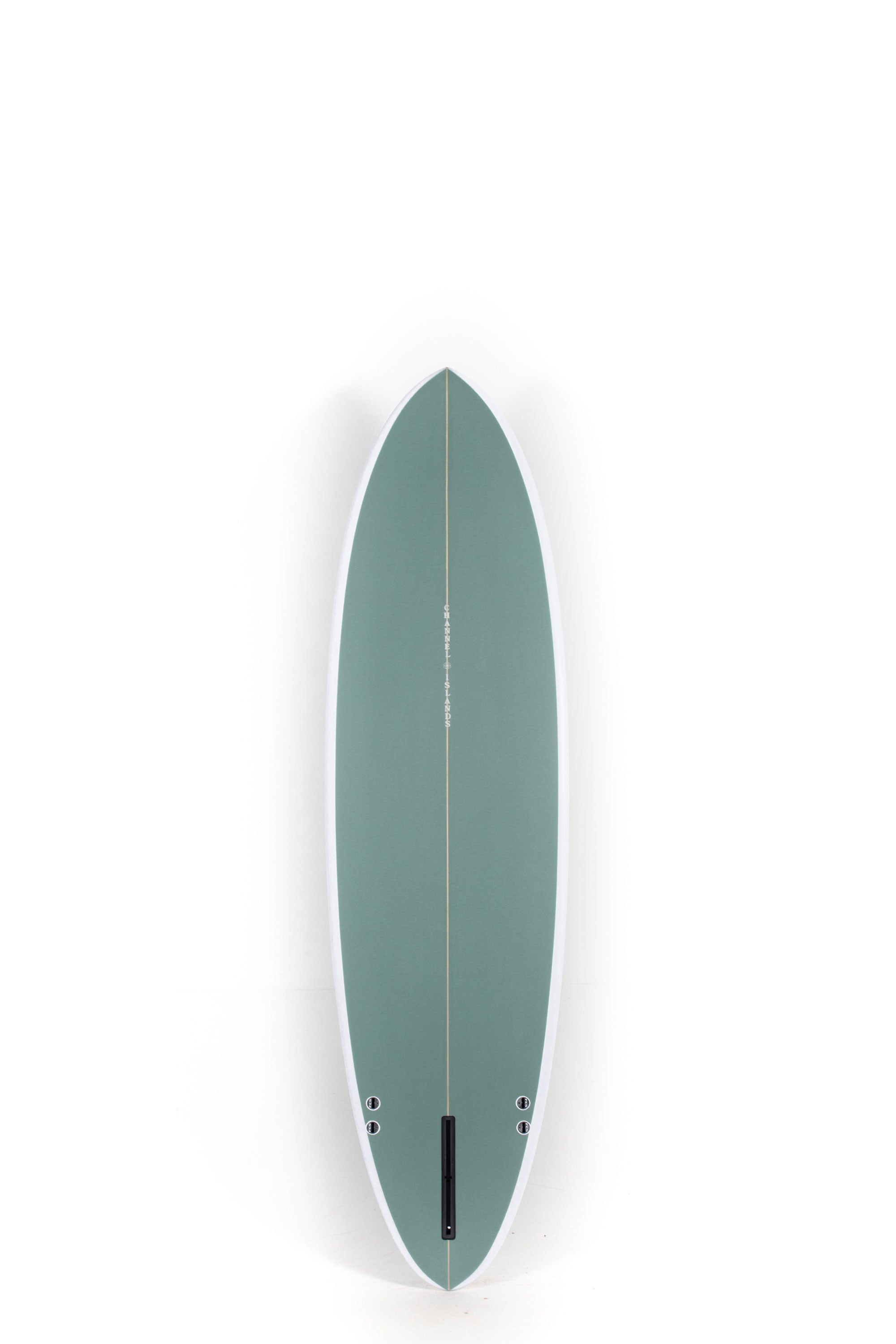 Green Channel Islands CI MID Surfboard with white rails at Happylifeshops