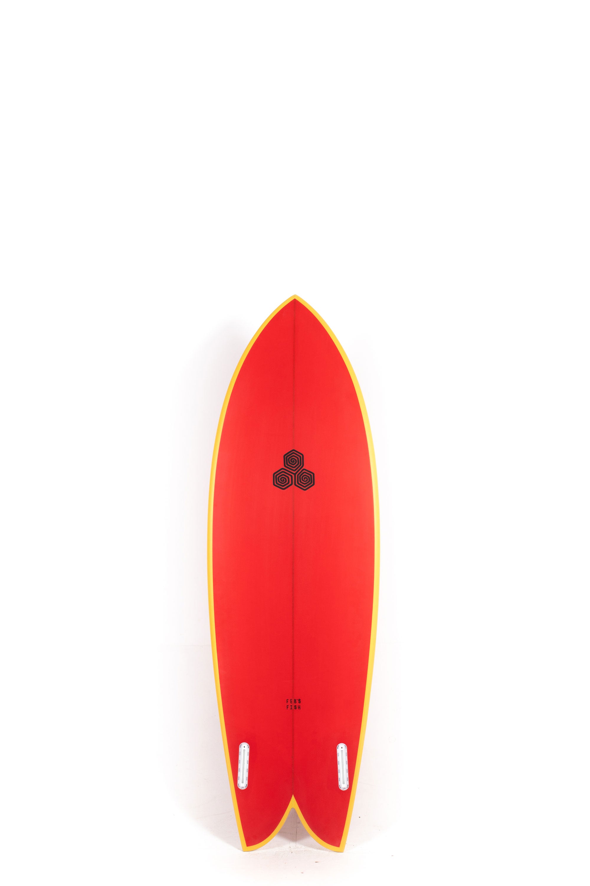 Red and yellow Channel Islands Feb's Fish Surfboard size 5'9" at Happylifeshops - 2