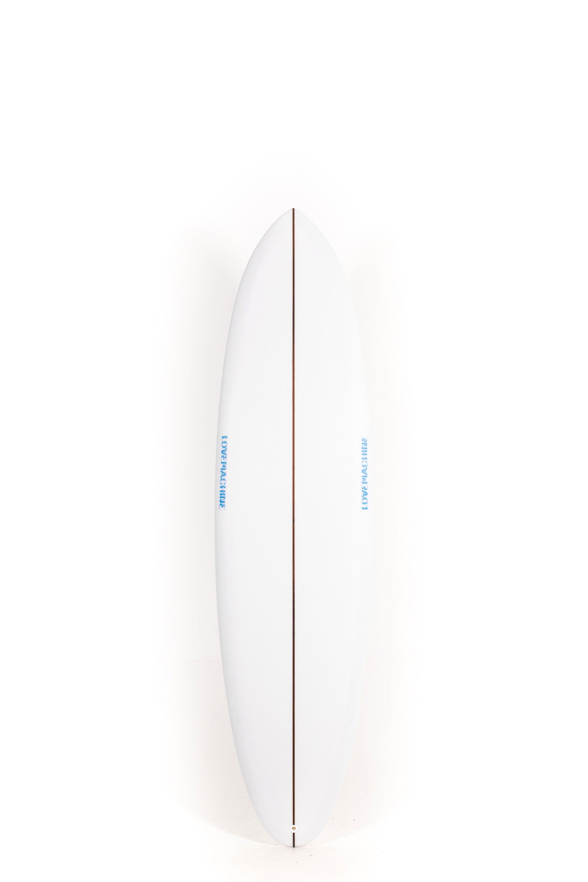 White Lovemachine FM Surfboard with blue logo size 7'0" at Happylifeshops