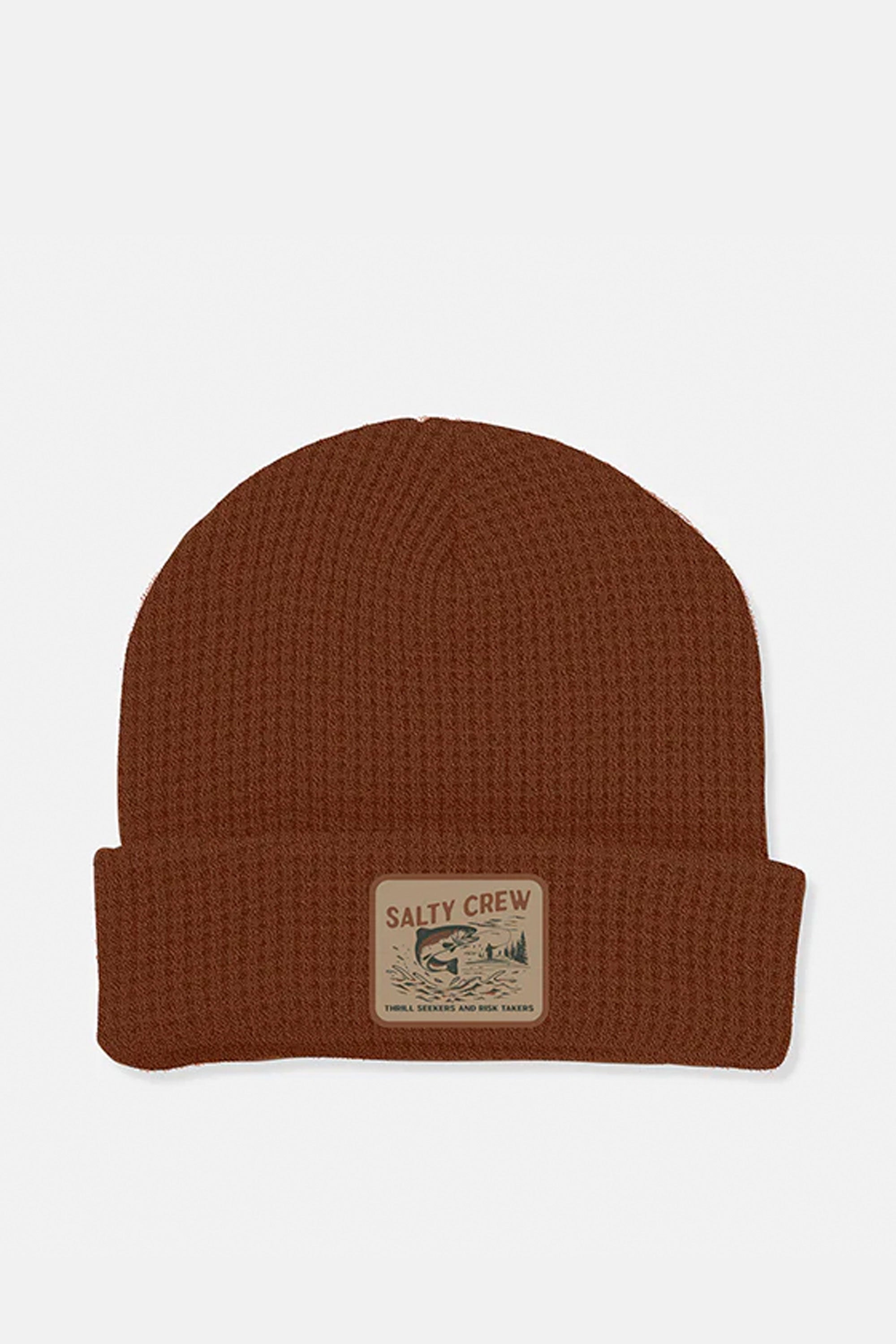 Happylifeshops Salty Crew men’s waffle knit beanie in Friar Brown