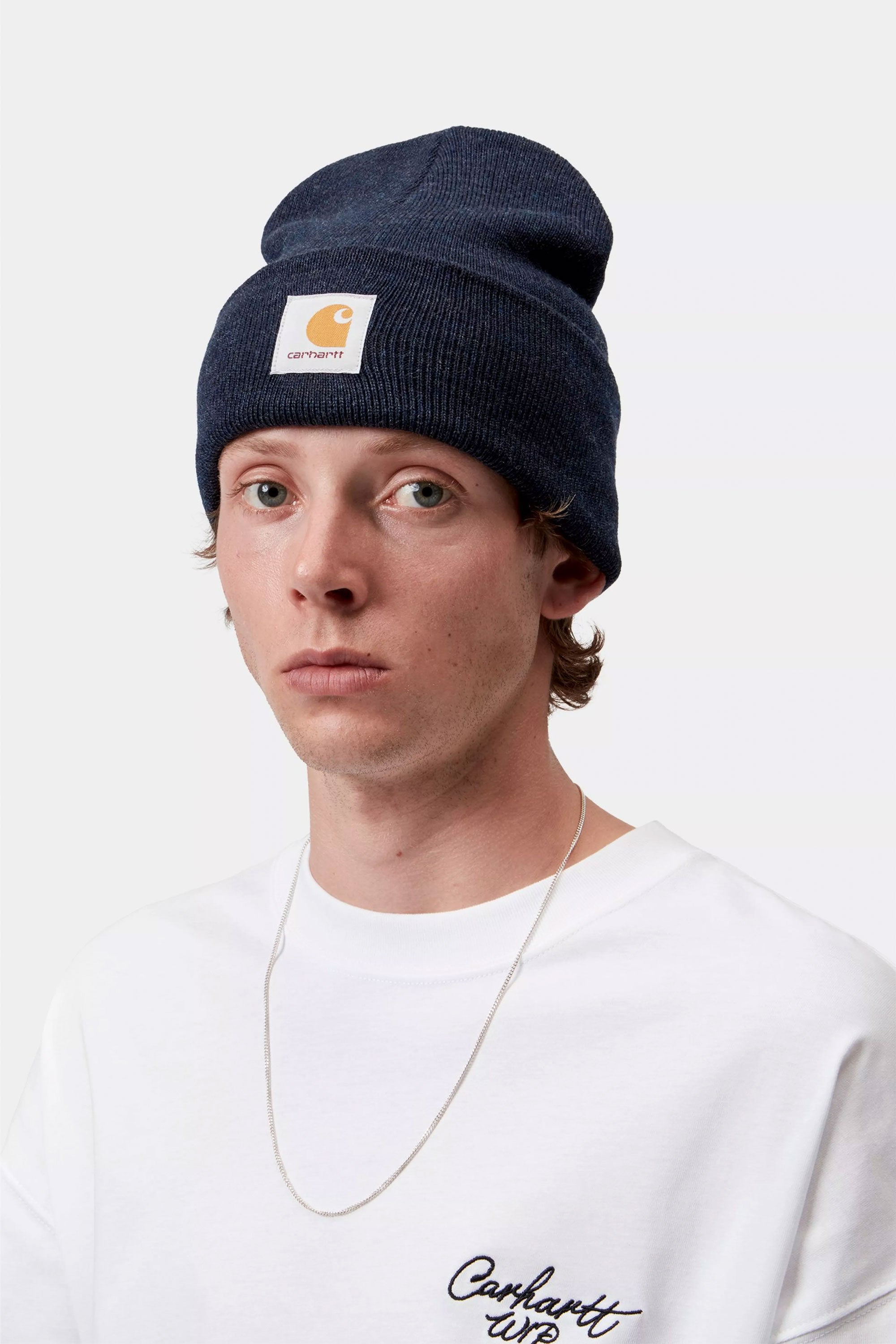 Happylifeshops Carhartt WIP stretch rib-knit beanie in dark navy heather