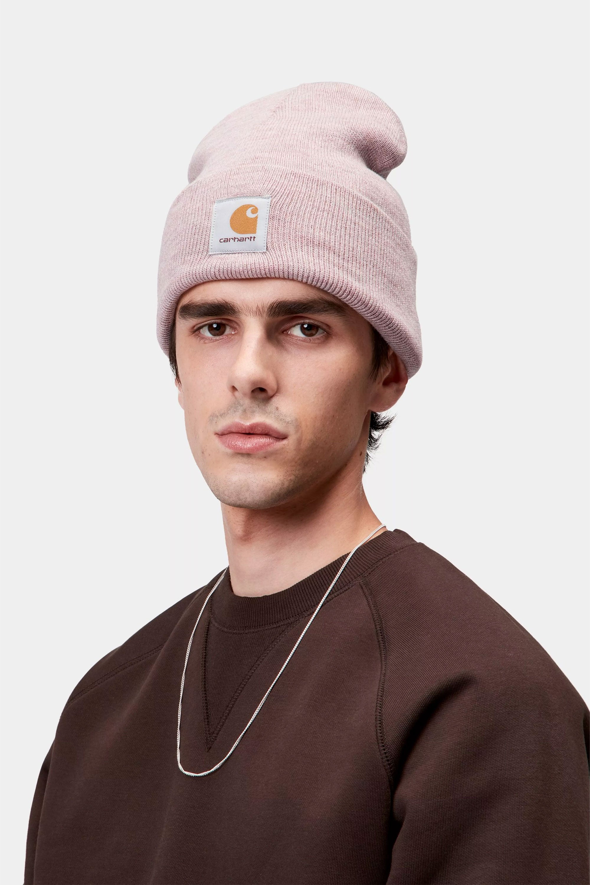 Happylifeshops Carhartt Wip rib knit beanie in Glassy Pink Heather