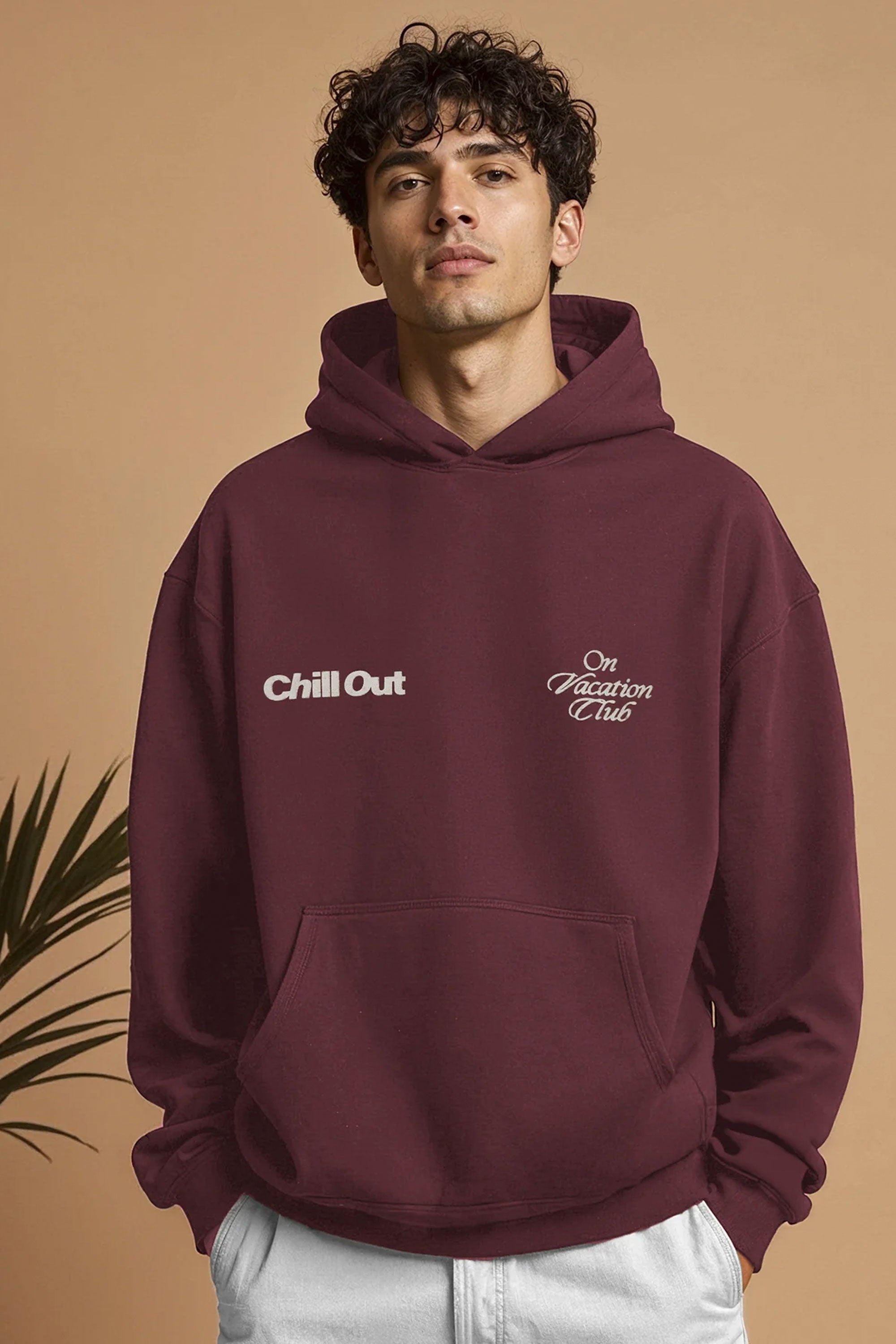 Pukas-Surf-Shop-Man-Hoodie-On-Vacation-Chill-Out-Hoodie-Burgundy-2