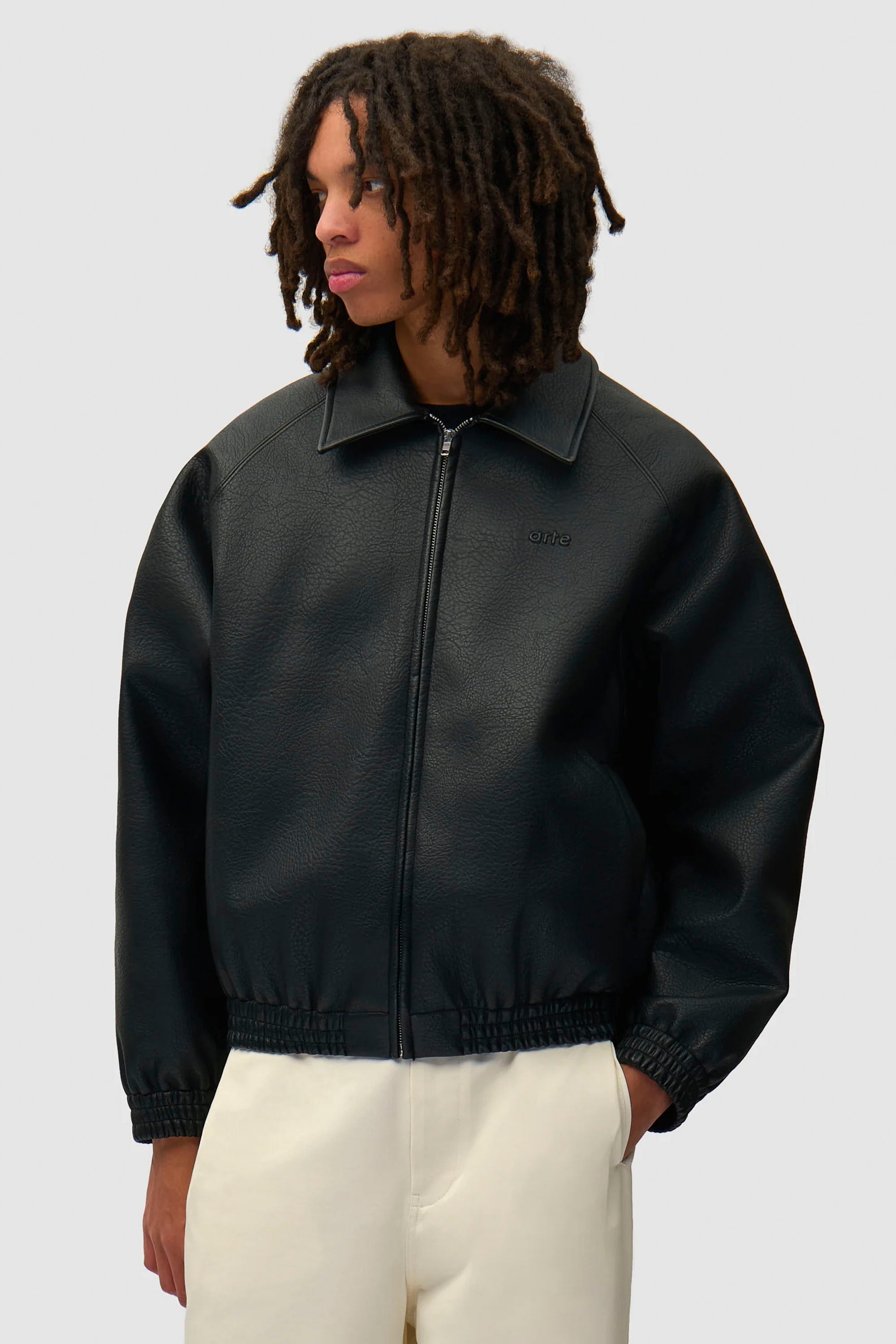 Happylifeshops Arte Antwerp black leather jacket clean silhouette relaxed style