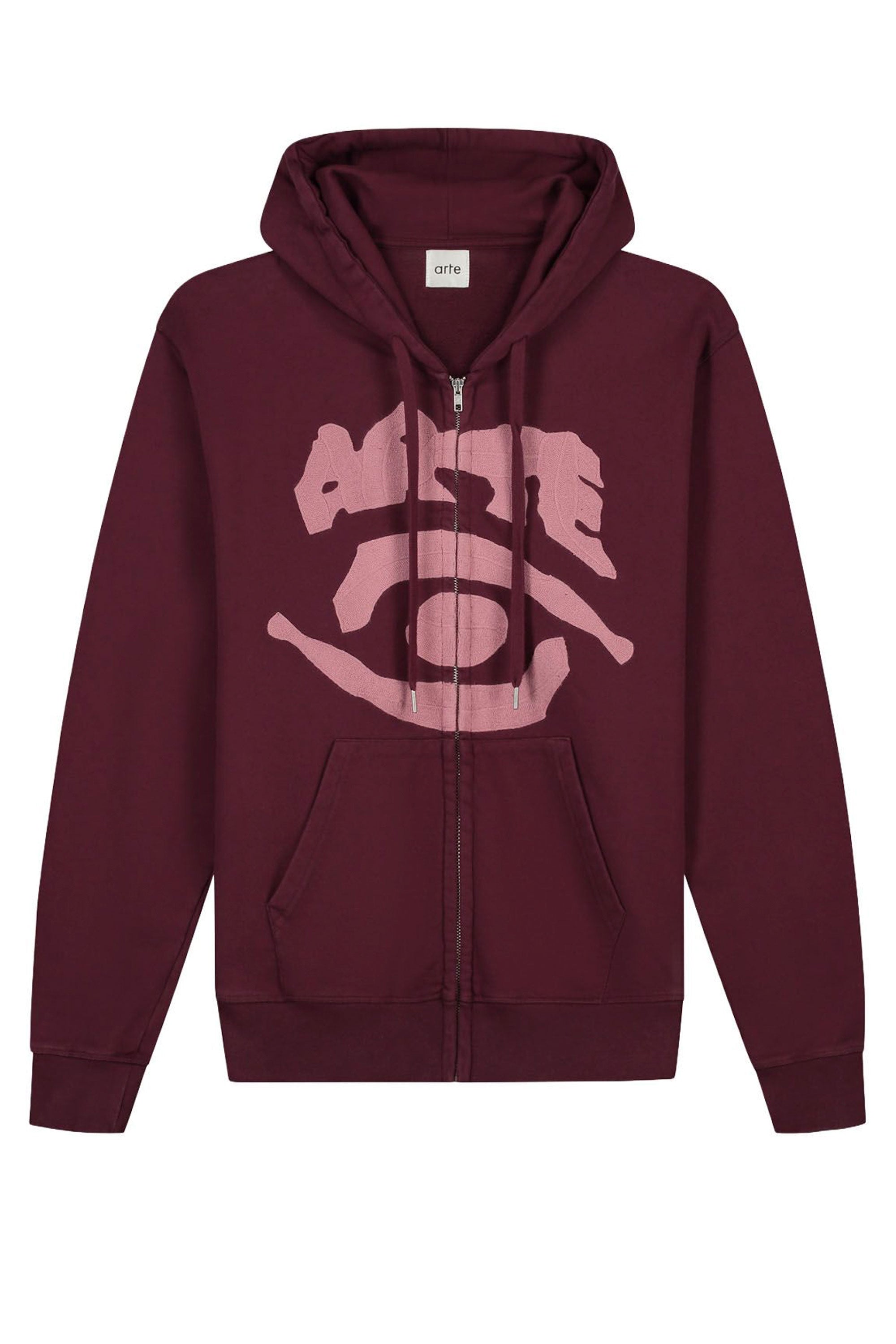 Happylifeshops Man Jacket Arte Eye Front Zip Hoodie Bordeaux