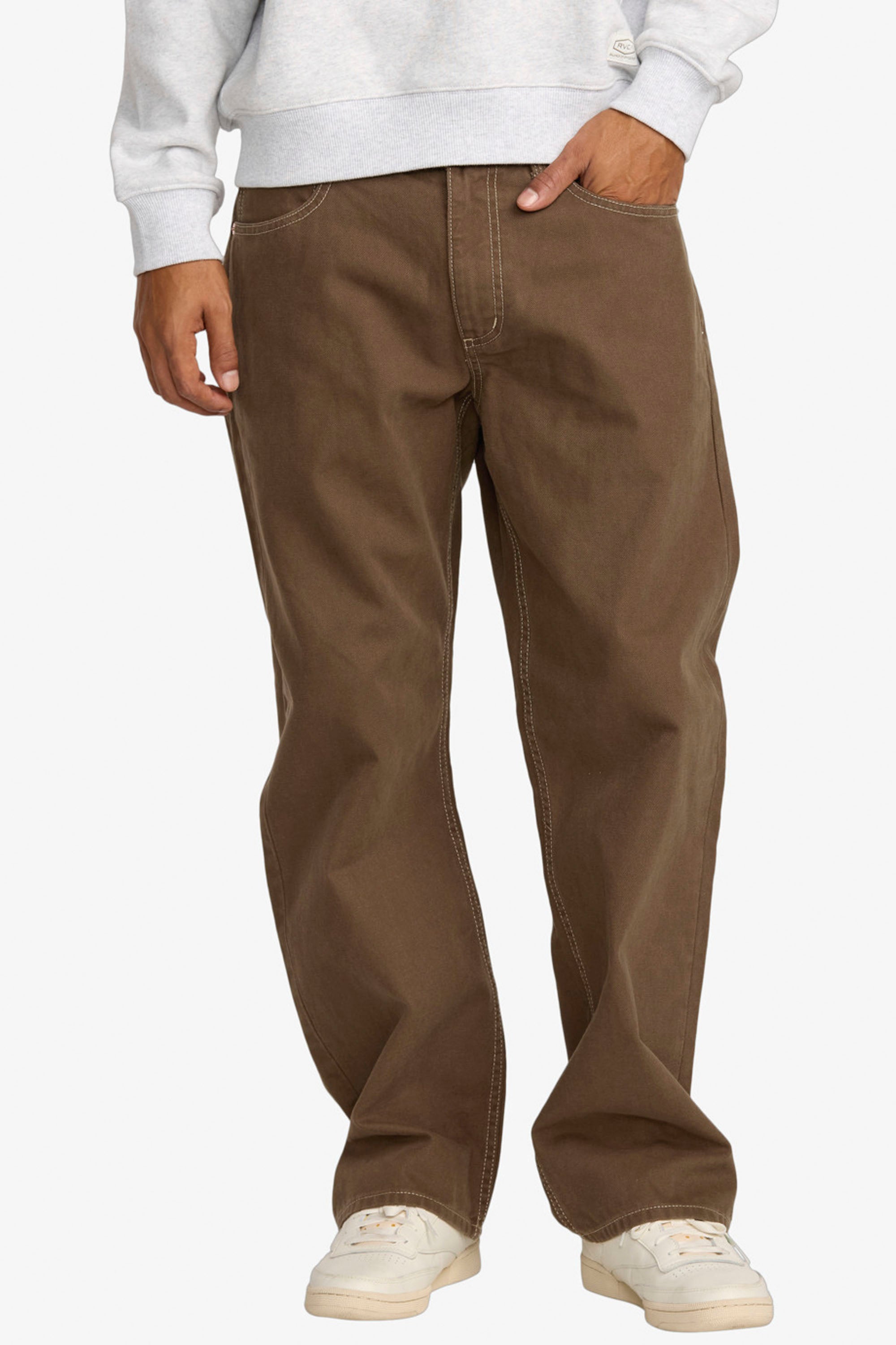 Happylifeshops RVCA Dayshift 5 Pocket pant bombay brown relaxed fit canvas trousers