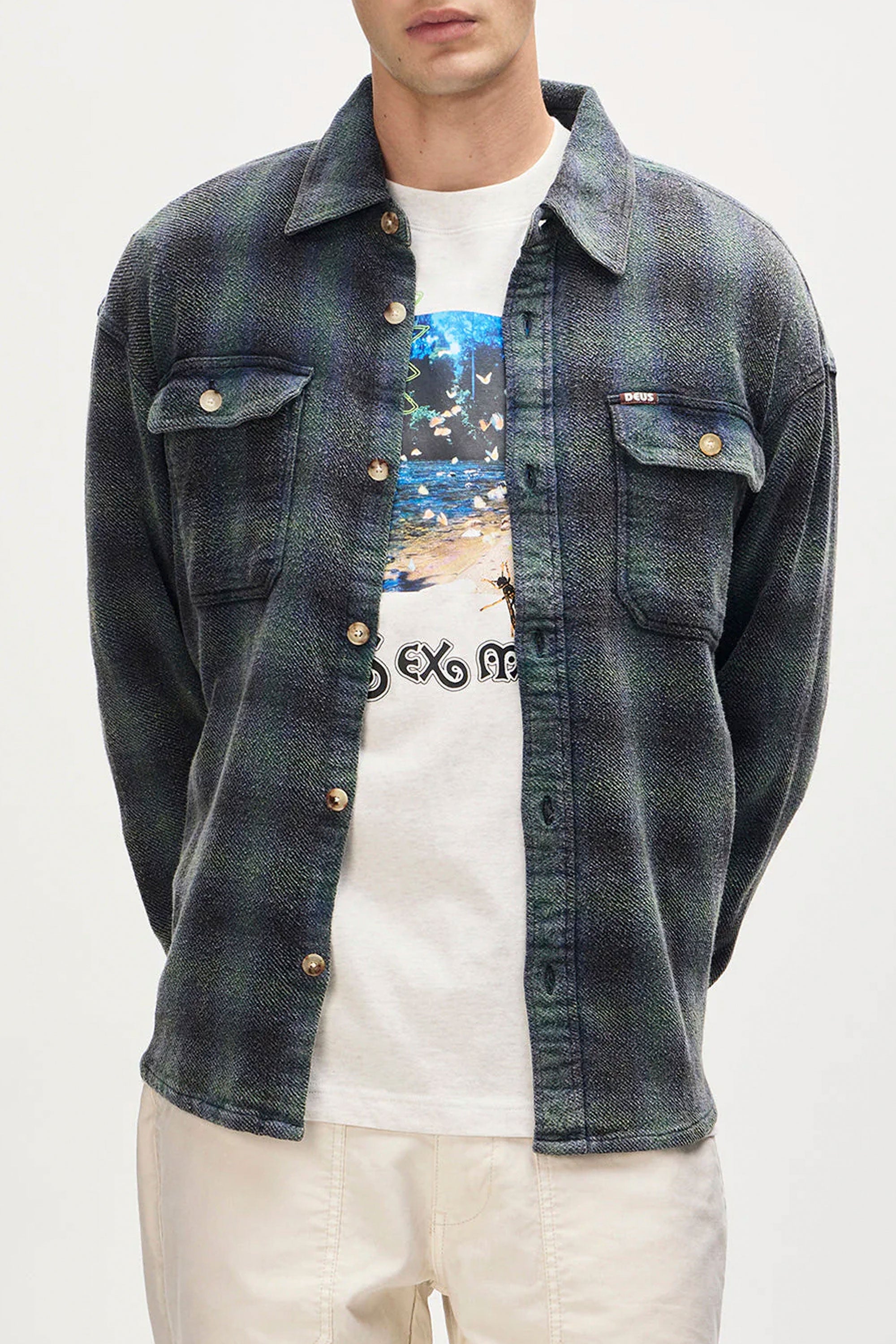 Happylifeshops Man Shirt Deus Too Busy To Work Check Shirt Black Check