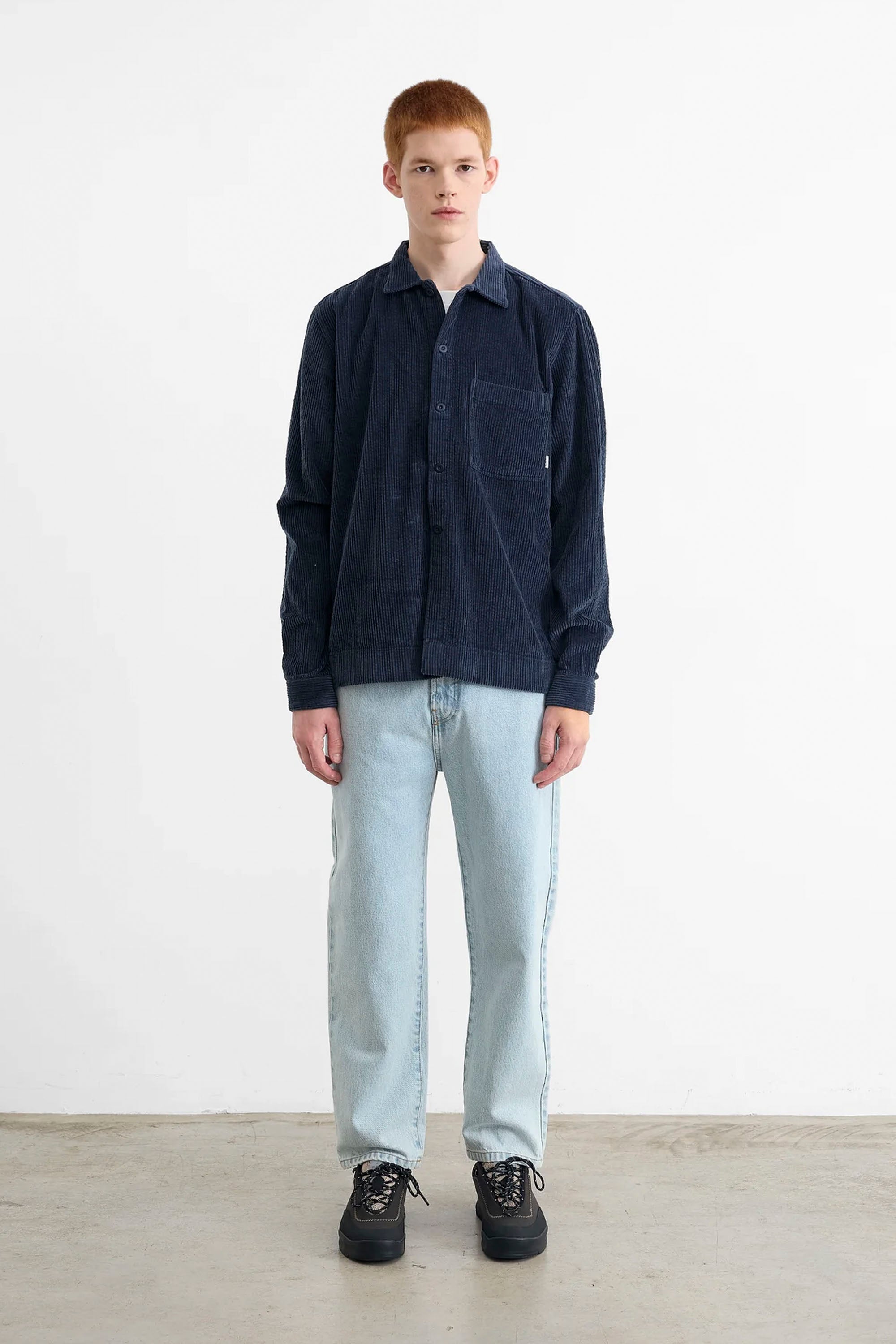 Happylifeshops Edmmond Studios Jorge Shirt Plain Navy corduroy overshirt relaxed fit