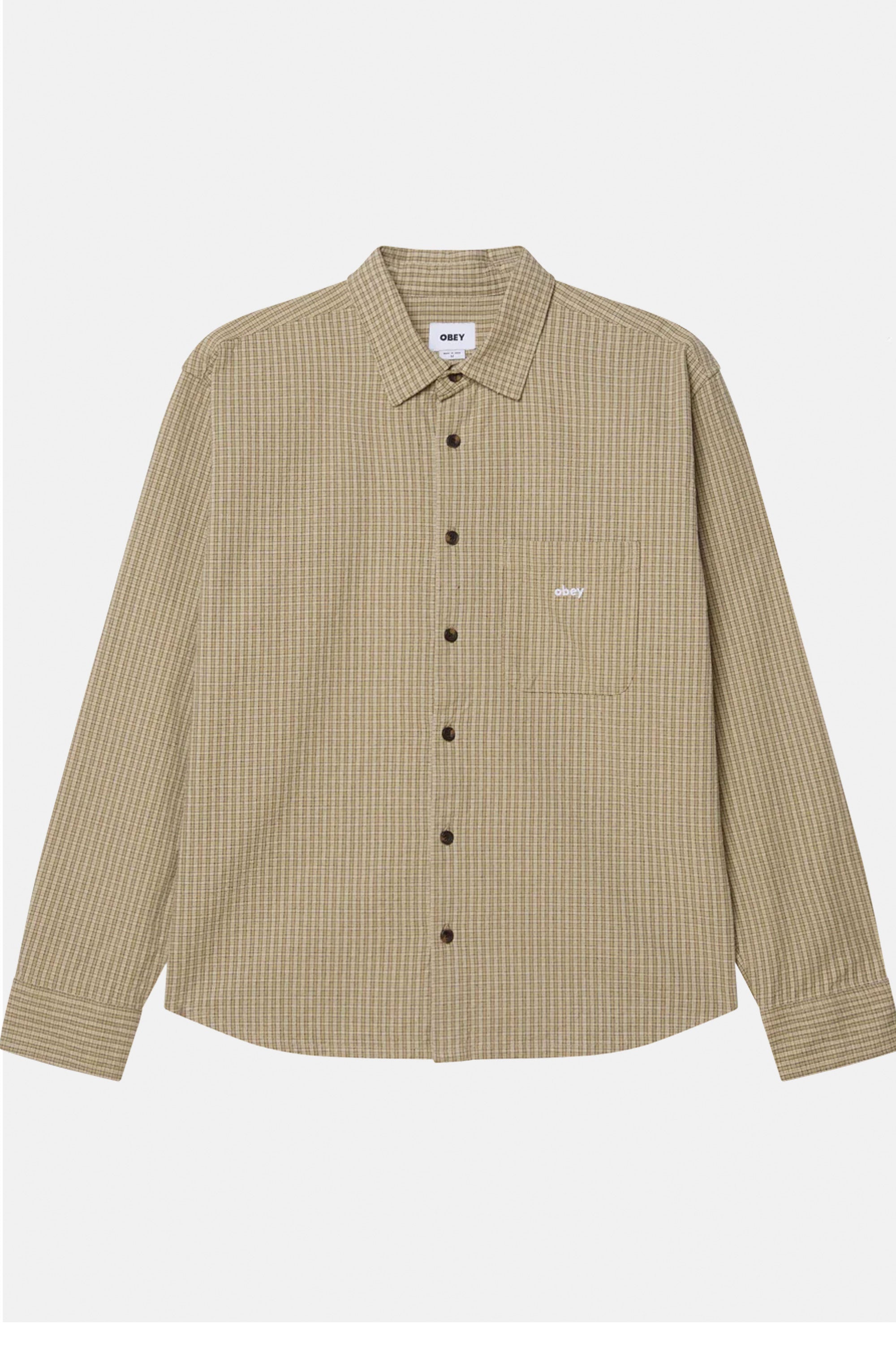 Happylifeshops Man Shirt Obey Jimmy Woven Laurel Oak Multi