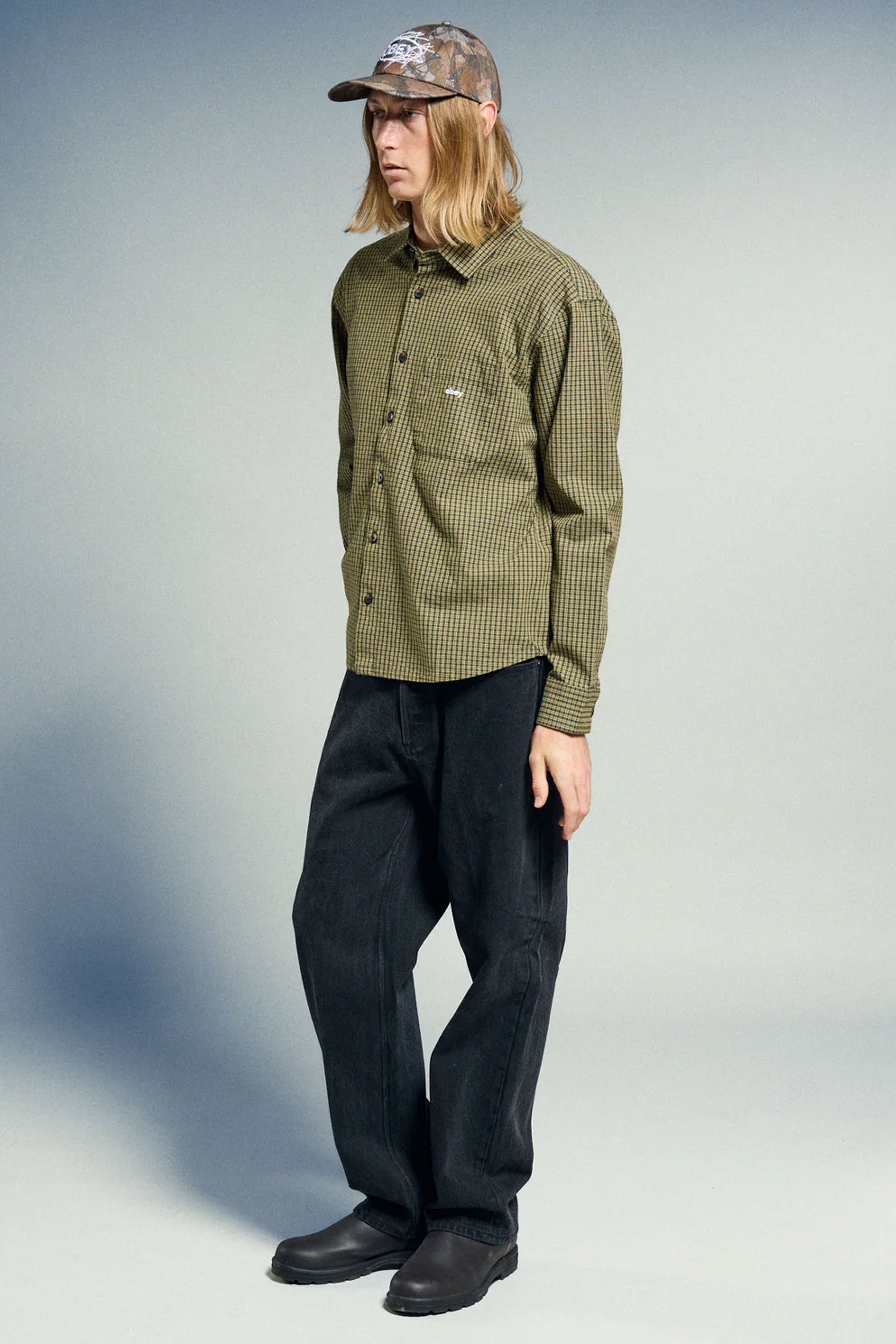 Happylifeshops Man Shirt Obey Jimmy Woven Rosin Multi