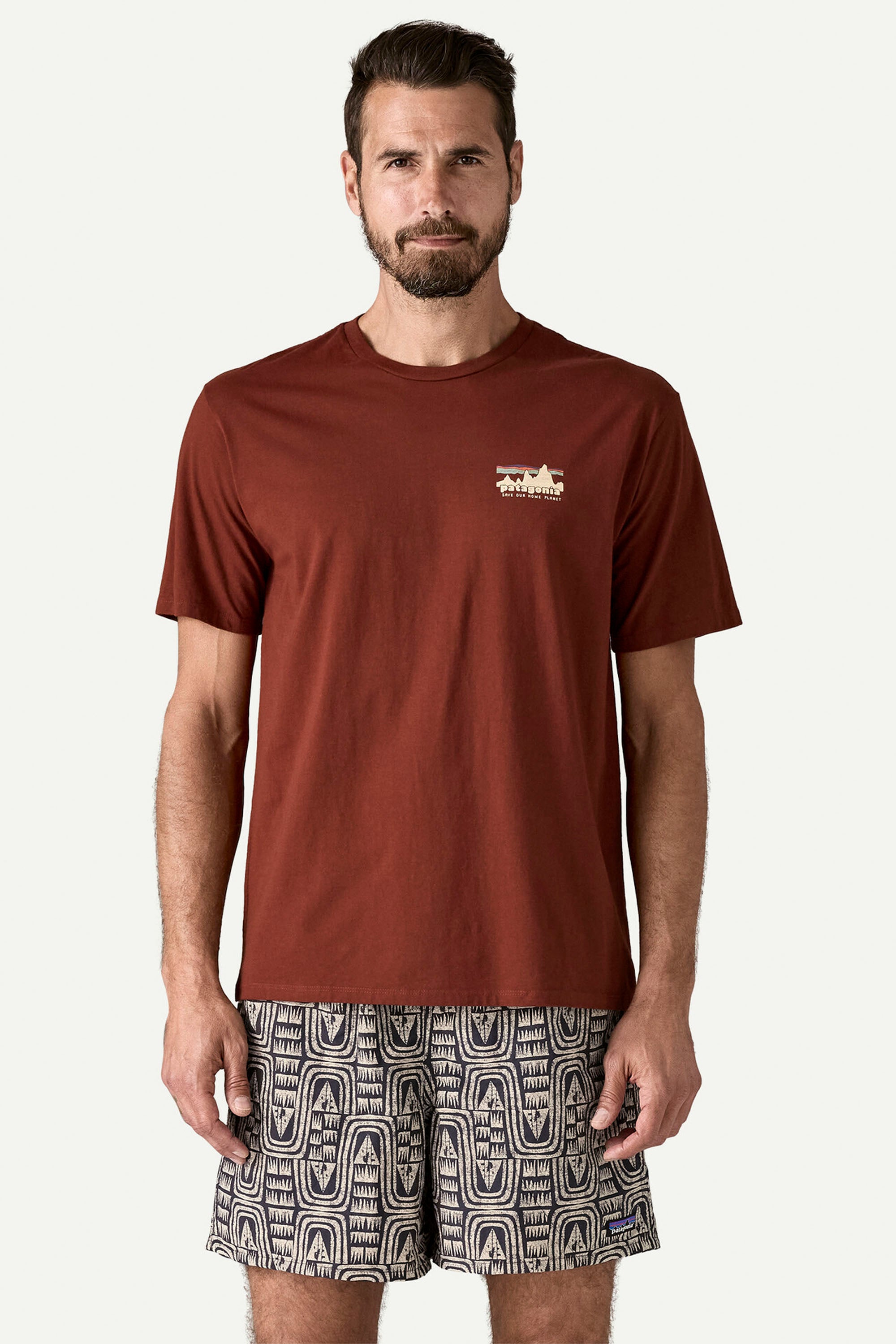Happylifeshops Patagonia men’s crew T-shirt in Dried Vanilla