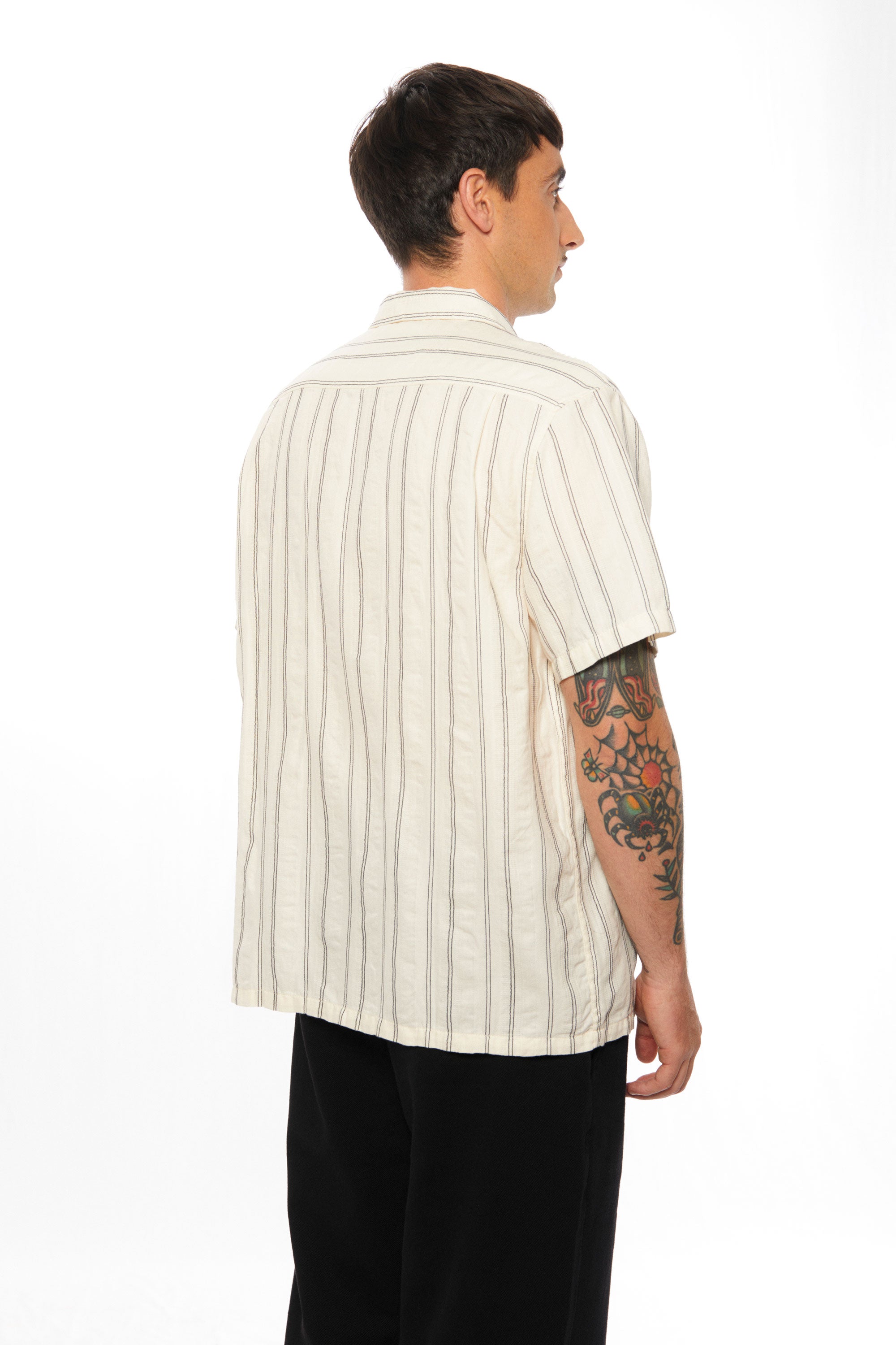 Happylifeshops Man Shirt Pukas Clothing Linen Stripes Shirt Cream