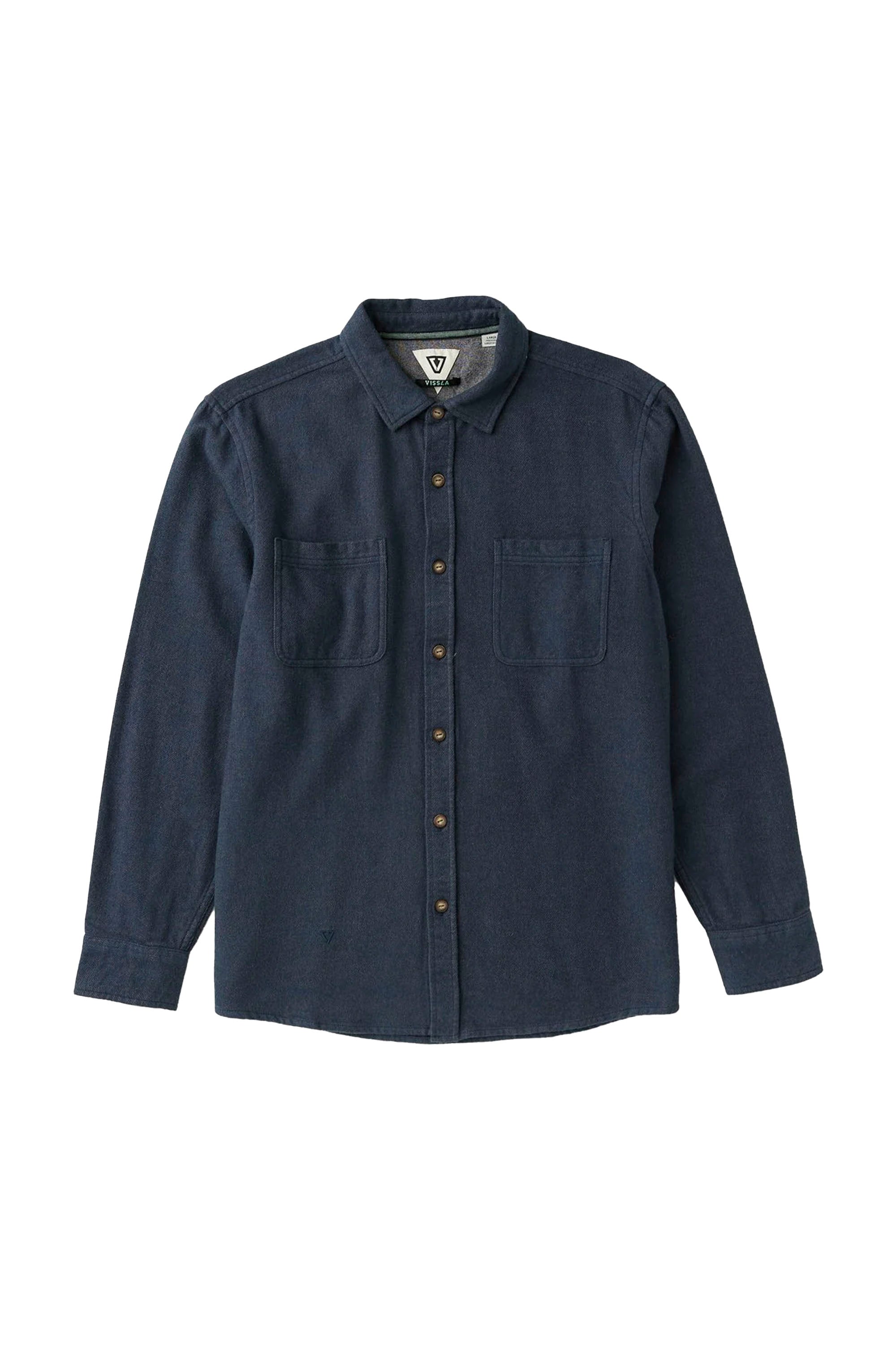 Vissla Happylifeshops Shaper Eco LS Flannel Midnight relaxed men’s shirt chest pockets
