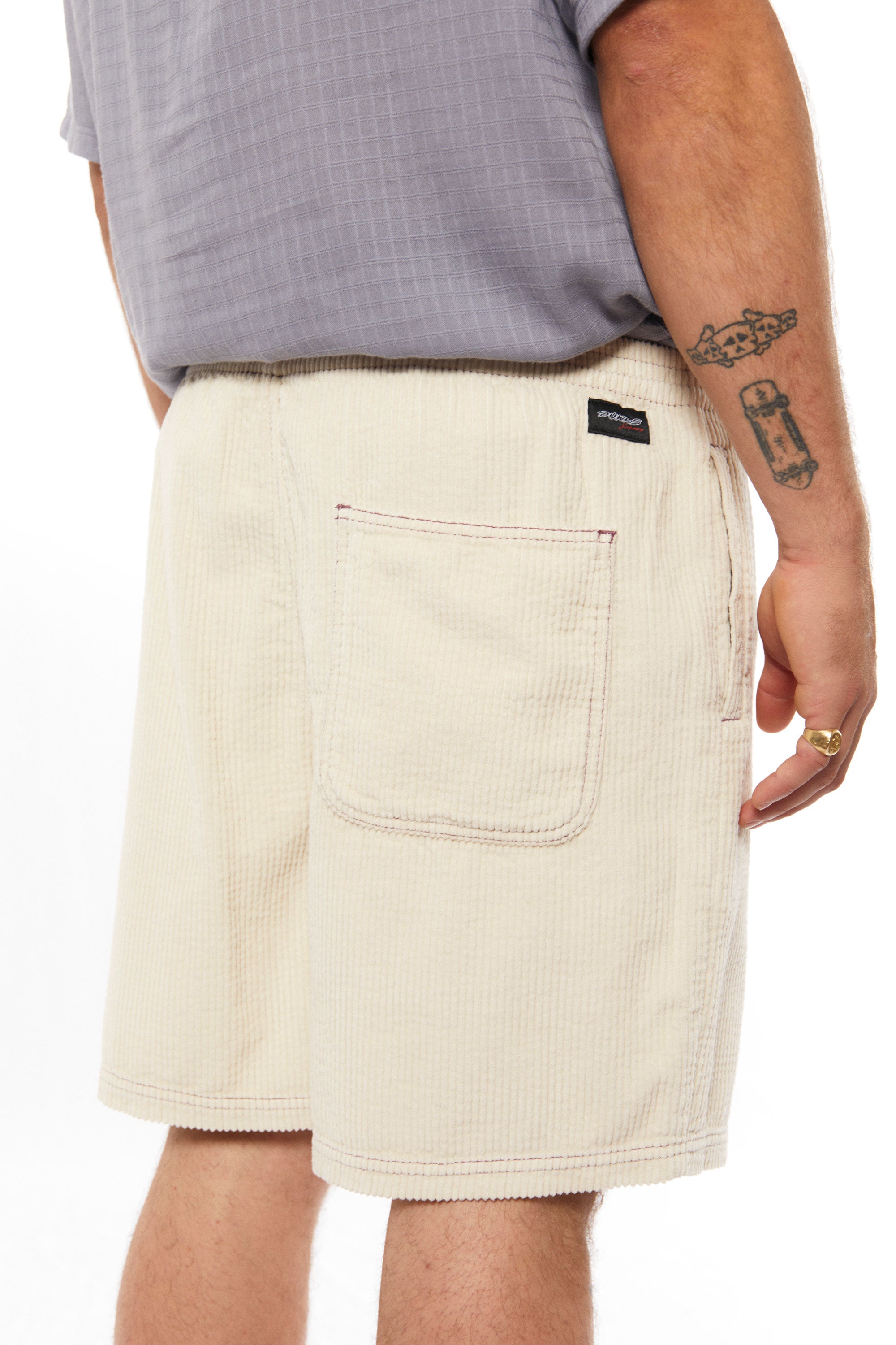Happylifeshops Man Short Pukas Clothing Corduroy Contrast Beige