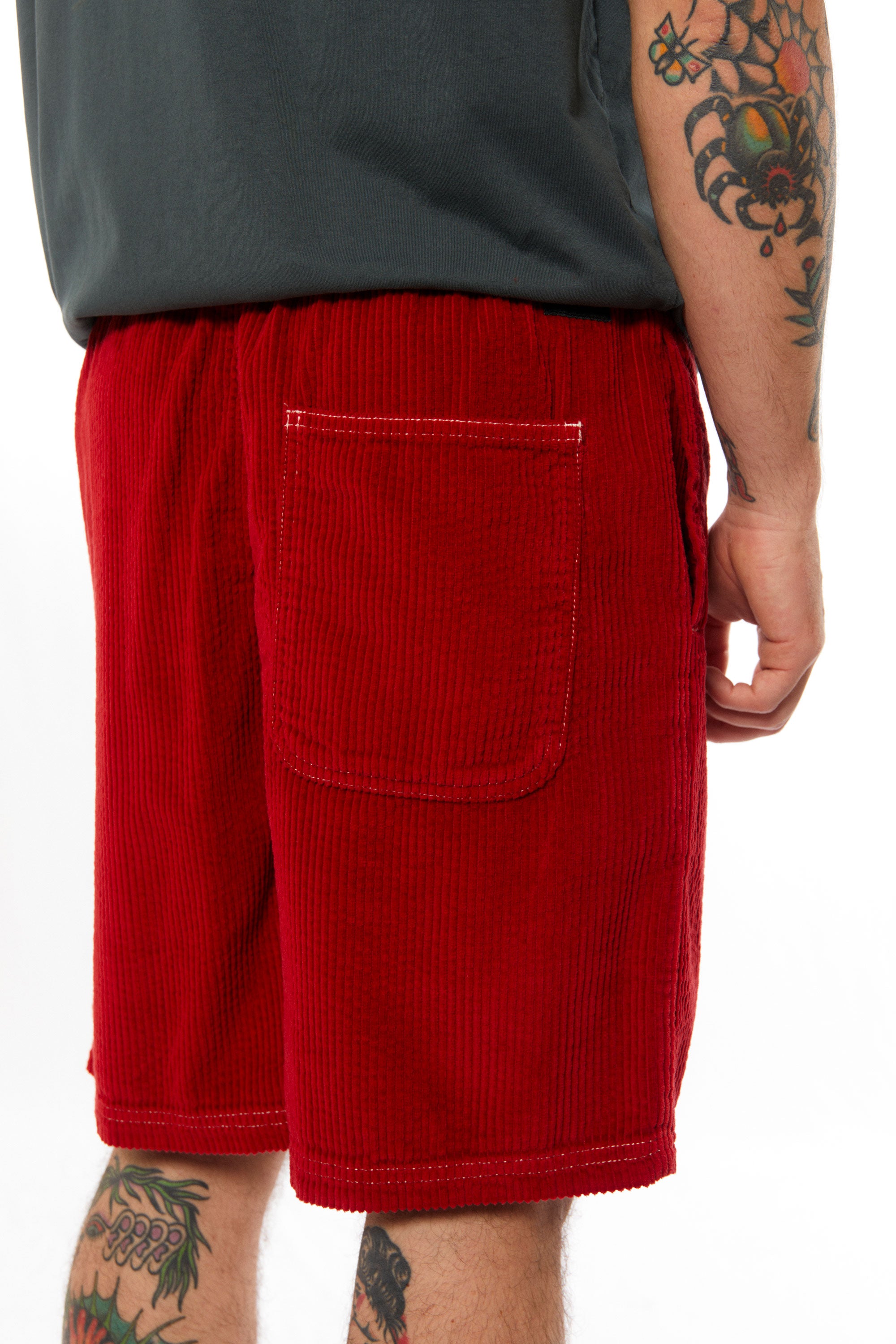 Happylifeshops Man Short Pukas Clothing Corduroy Contrast Turbo Red
