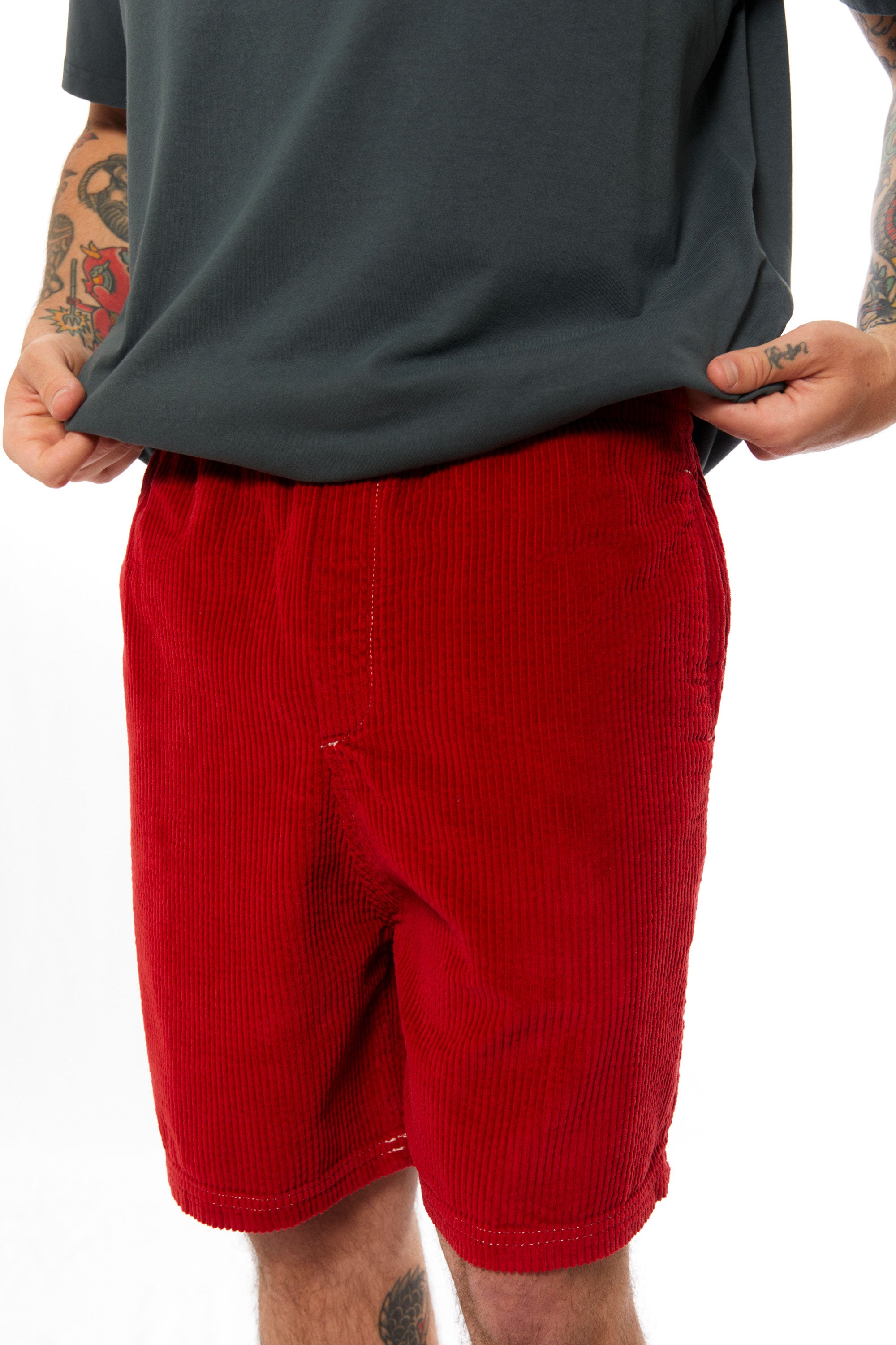 Happylifeshops Man Short Pukas Clothing Corduroy Contrast Turbo Red