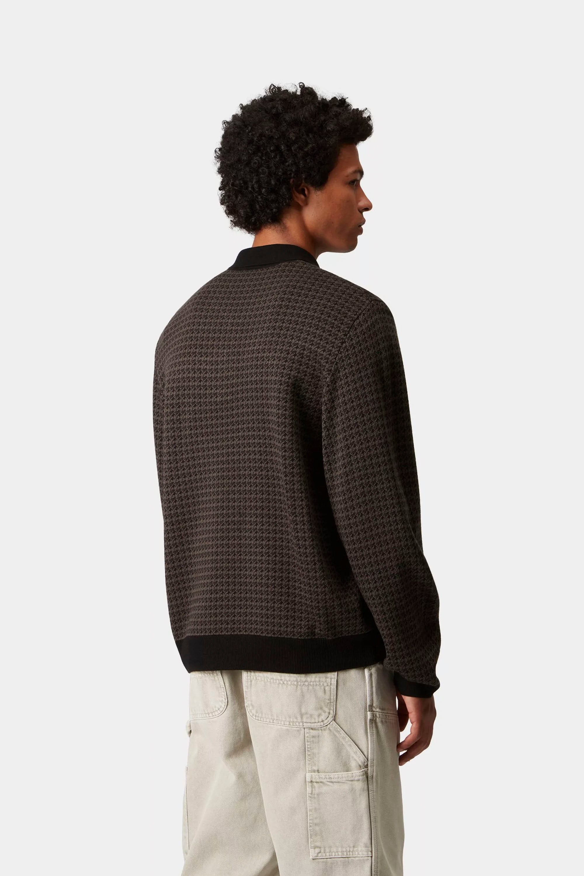 Happylifeshops Carhartt WIP long-sleeve houndstooth polo vitola heather relaxed knit style