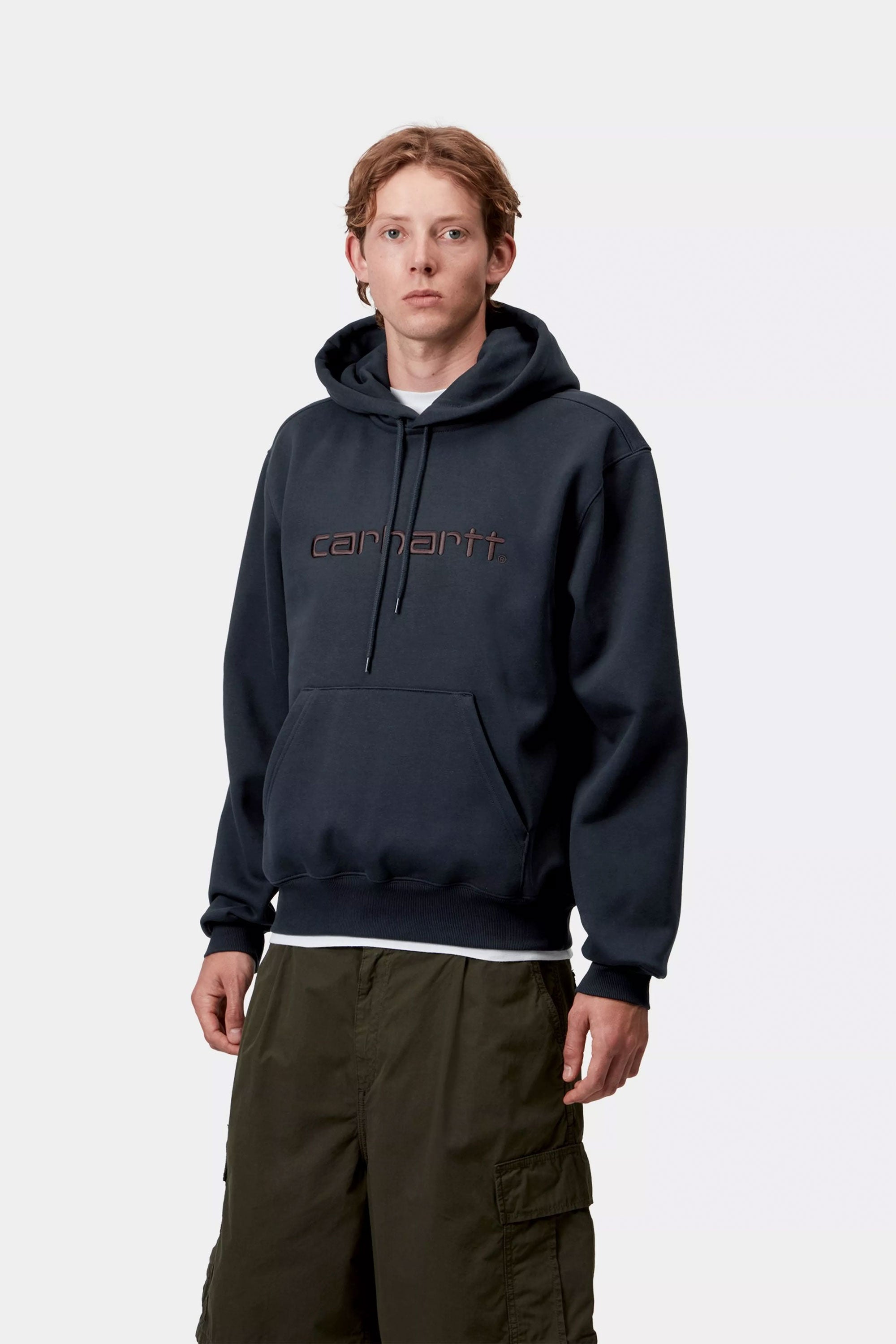 Happylifeshops Carhartt WIP hooded pullover sweatshirt in Deep Night and Palisander