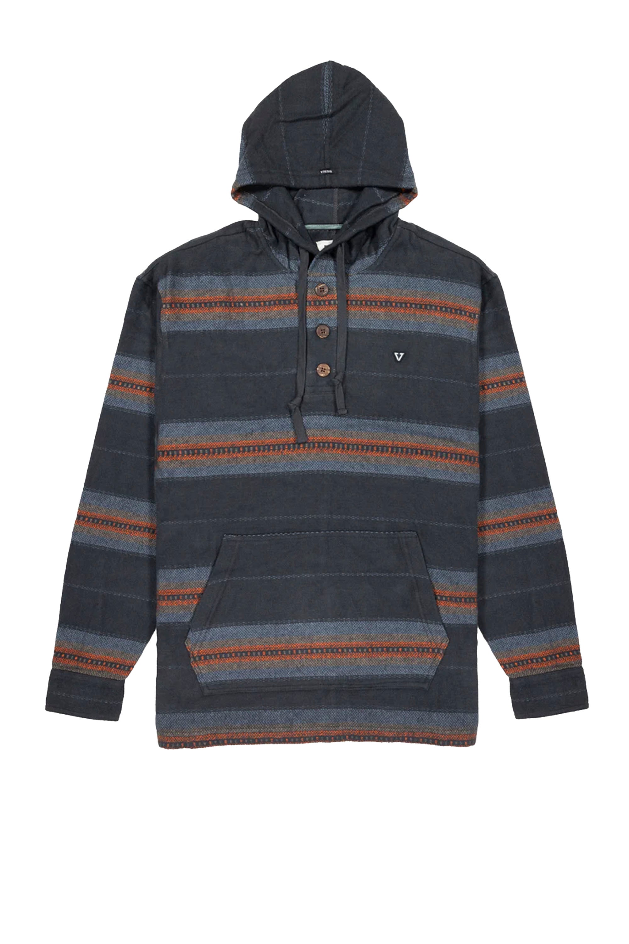 Vissla Happylifeshops Descanso Hooded Popover Phantom relaxed organic cotton hoodie button-placket