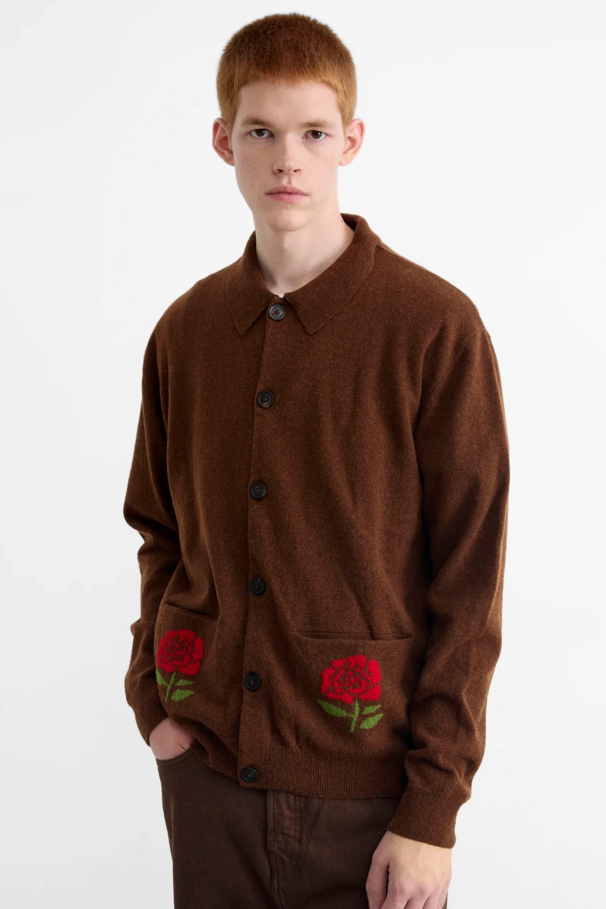 Happylifeshops Edmmond Studios Doppel Cardigan Plain Chocolate wool knit brown layering