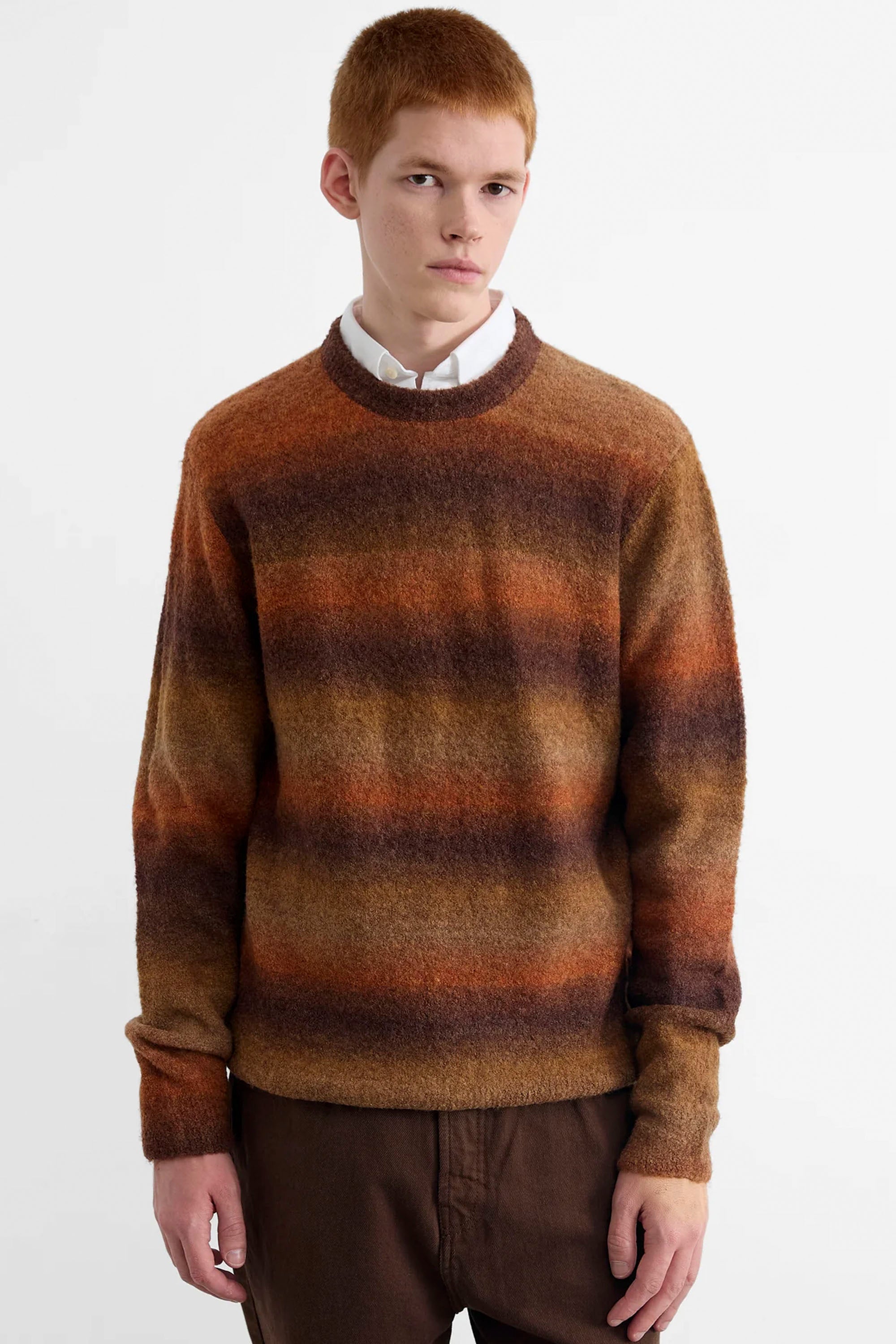 Edmmond Studios Happylifeshops Oregon Sweater Plain Chocolate bouclé crew textured tan tones
