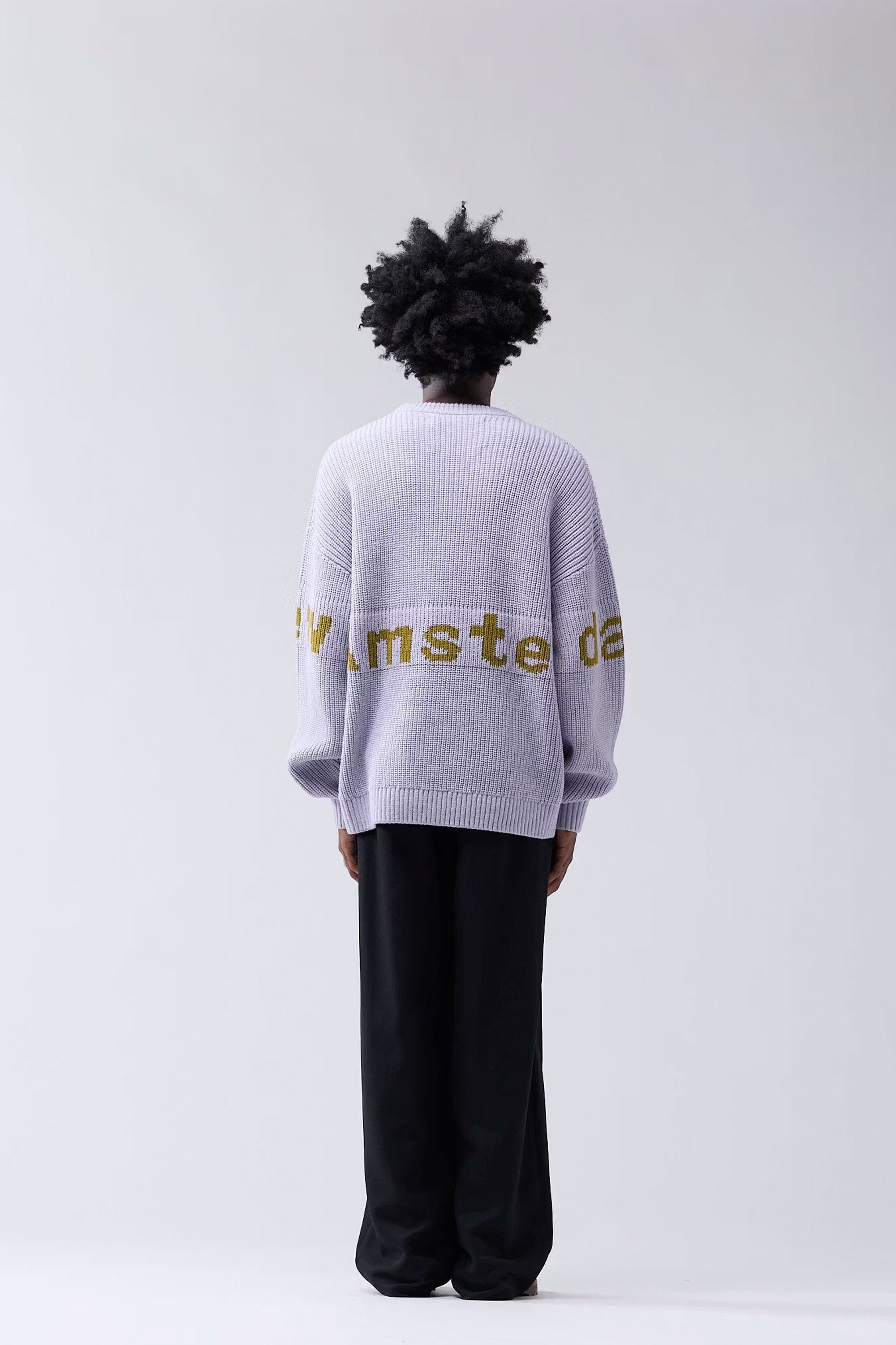 Happylifeshops Man Sweat New Amsterdam Name Crew Knit Sea Fog