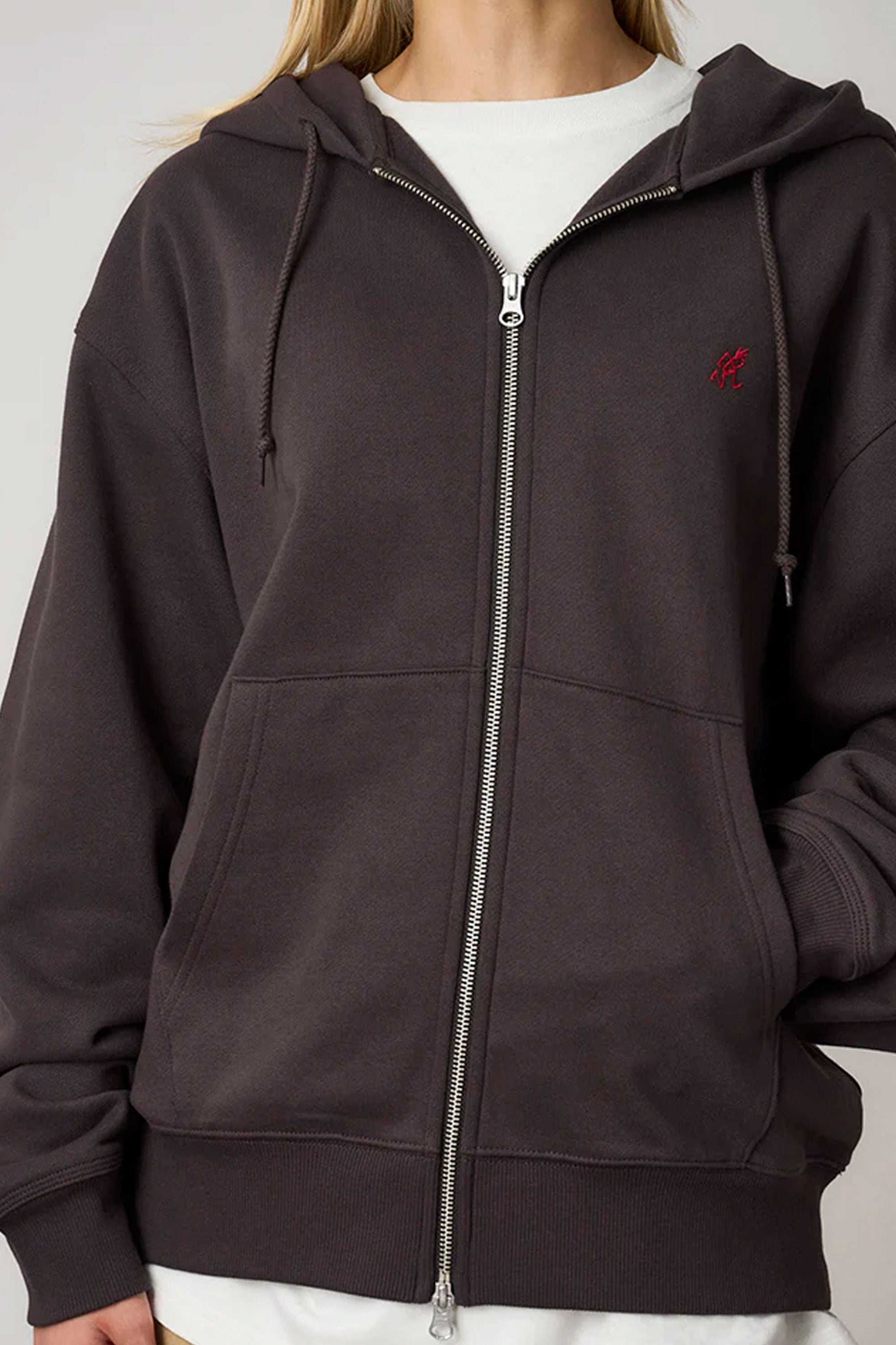 Happylifeshops Man Sweat One Point Zip Hooded Sweatshirt Deep Brown