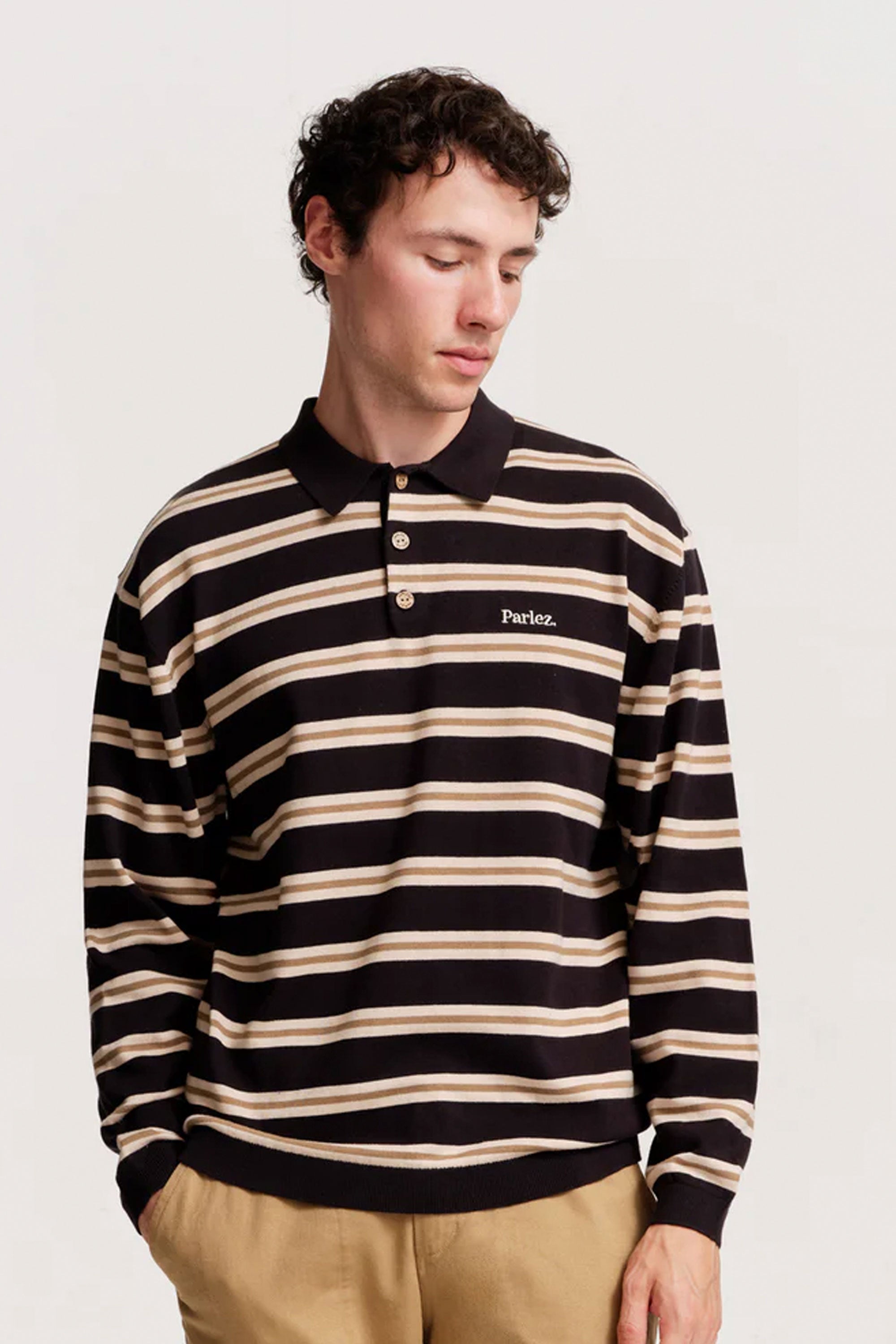 Happylifeshops Man Sweat Parlez Aspen Ls Polo Knit BLack