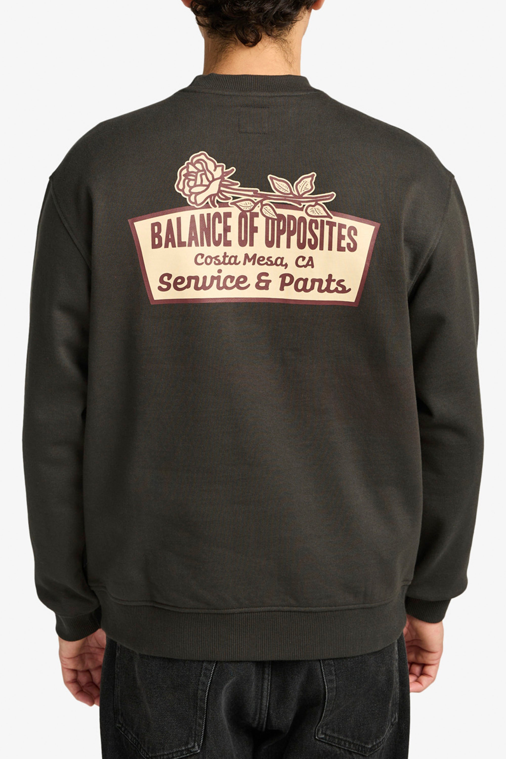 Happylifeshops RVCA Rose Sign sweatshirt black cotton fleece graphic front and back