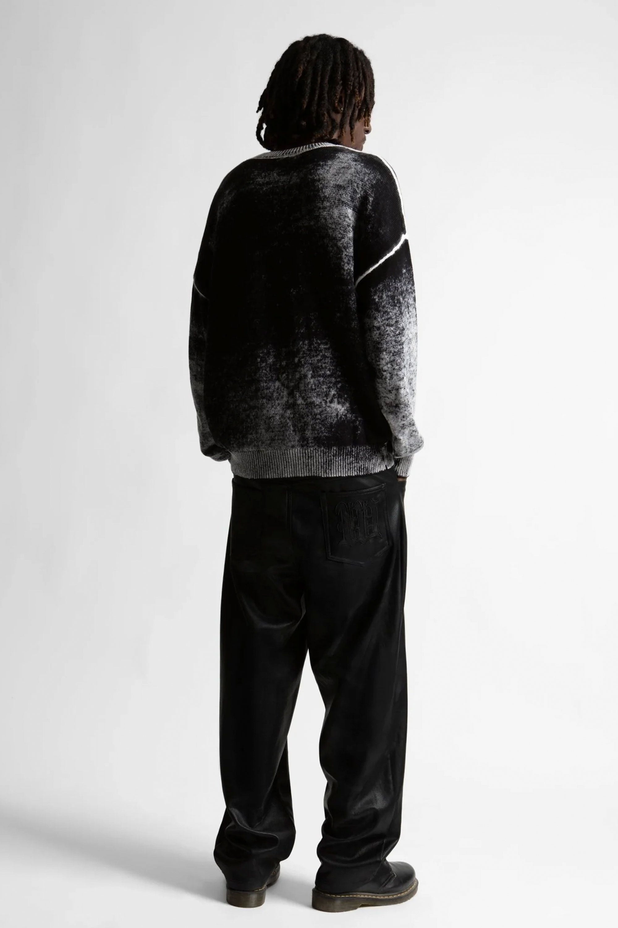 Wasted Paris black and gray marbled sweater with brand logo Happylifeshops