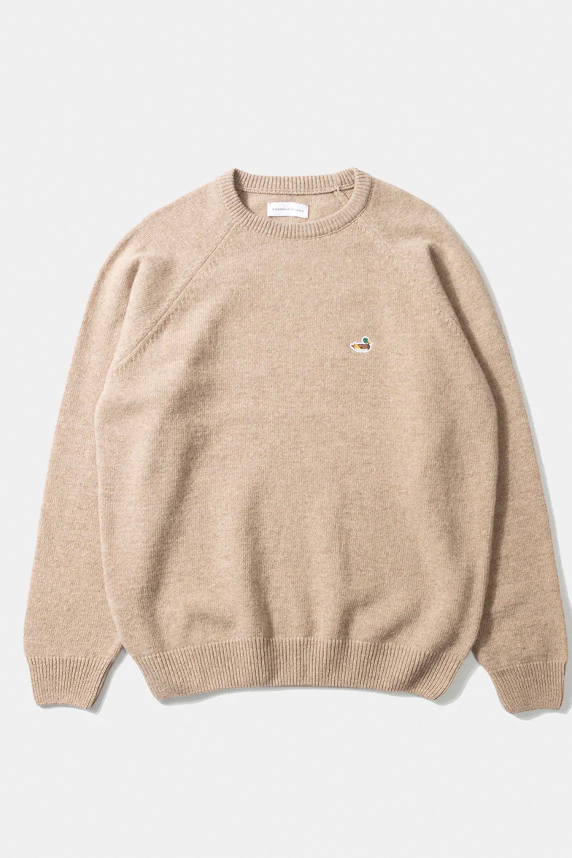 Pukas-Surf-Shop-Man-Sweater-Edmmond-Duck-Patch-Sweater-Plain-Tan-1