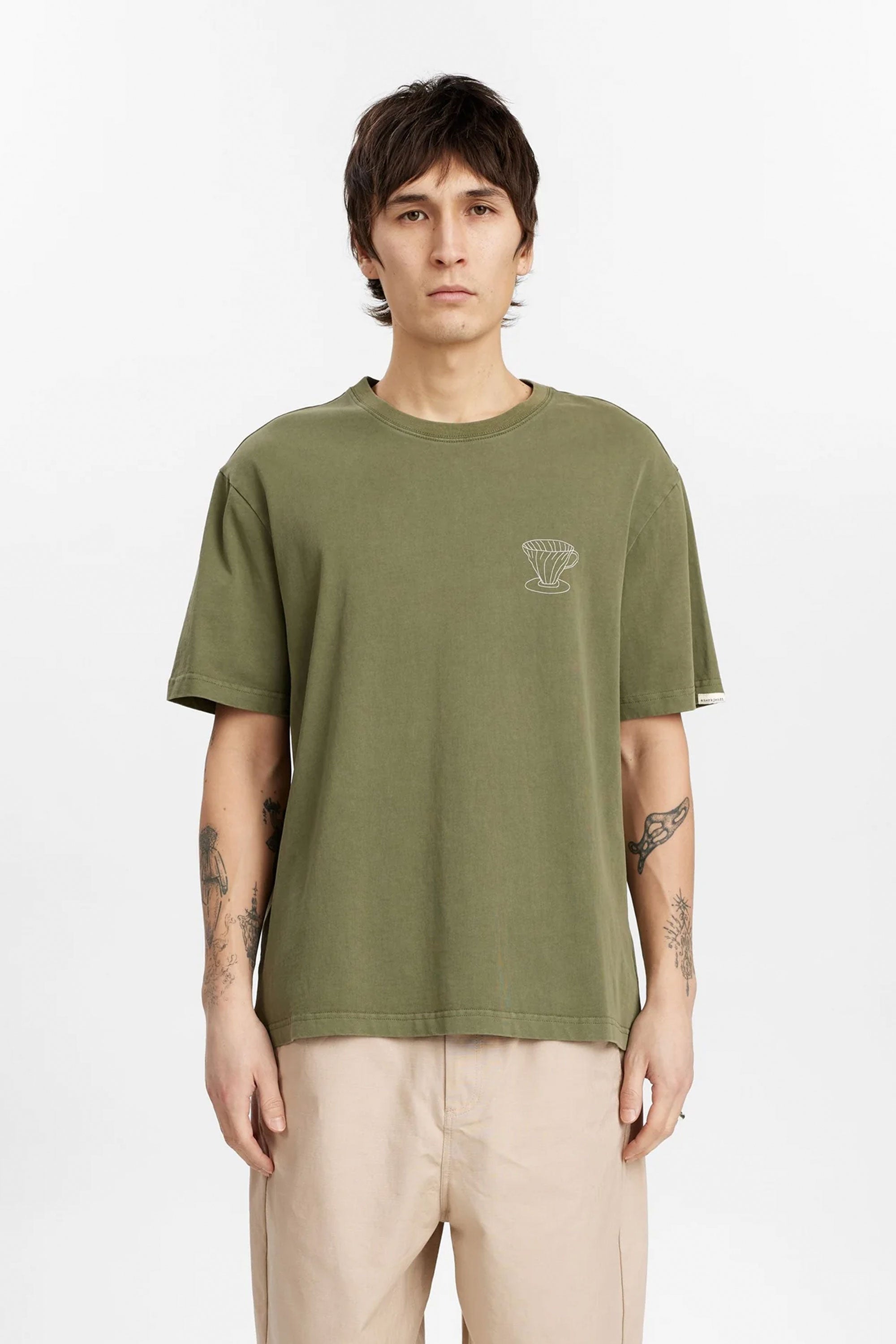 Happylifeshops Man Tee Anerkjendt Akkikki Monday Slow Deep Lichen Green