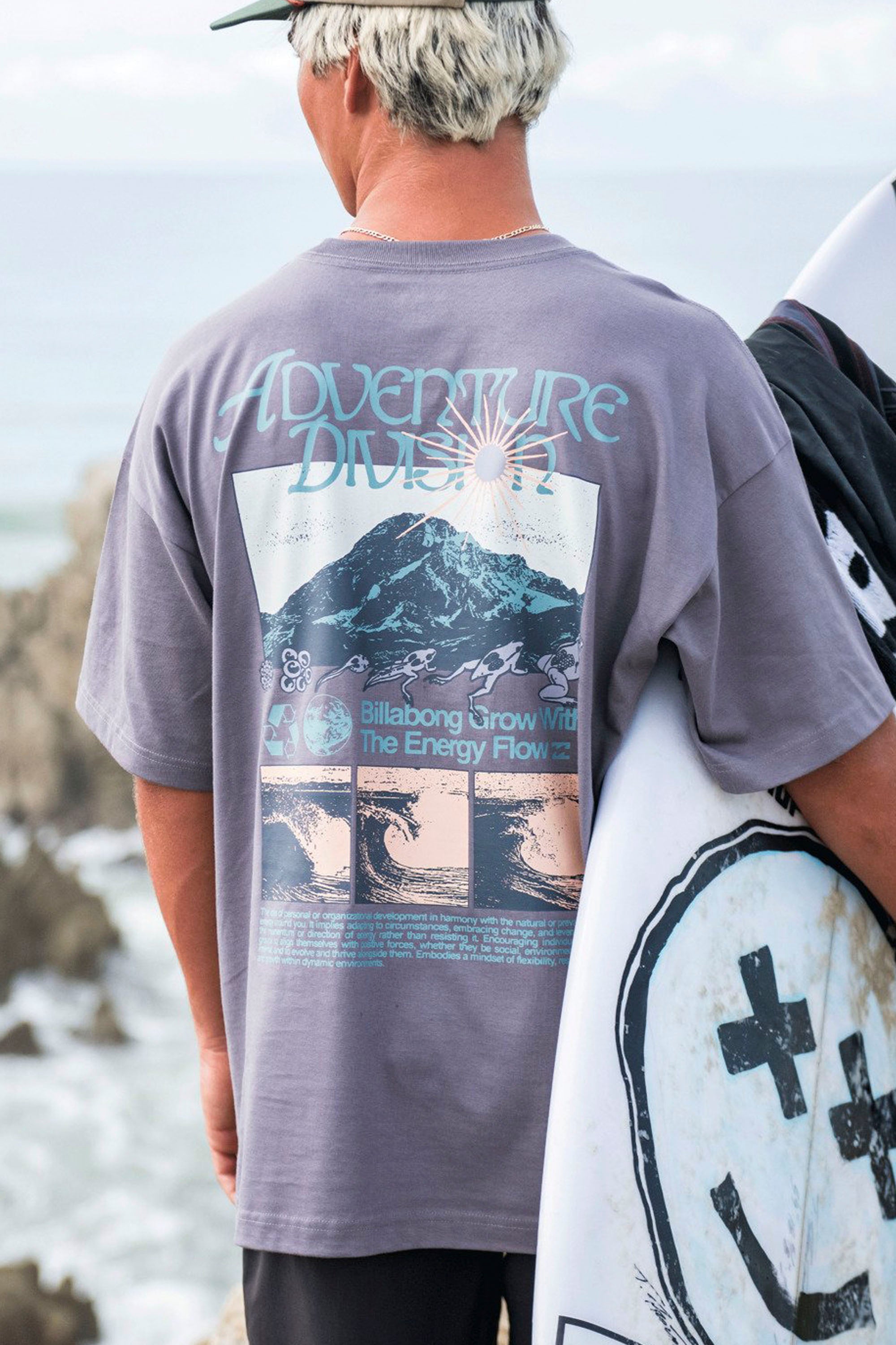 Happylifeshops Billabong Grow OG A/Div graphic tee grey violet relaxed fit