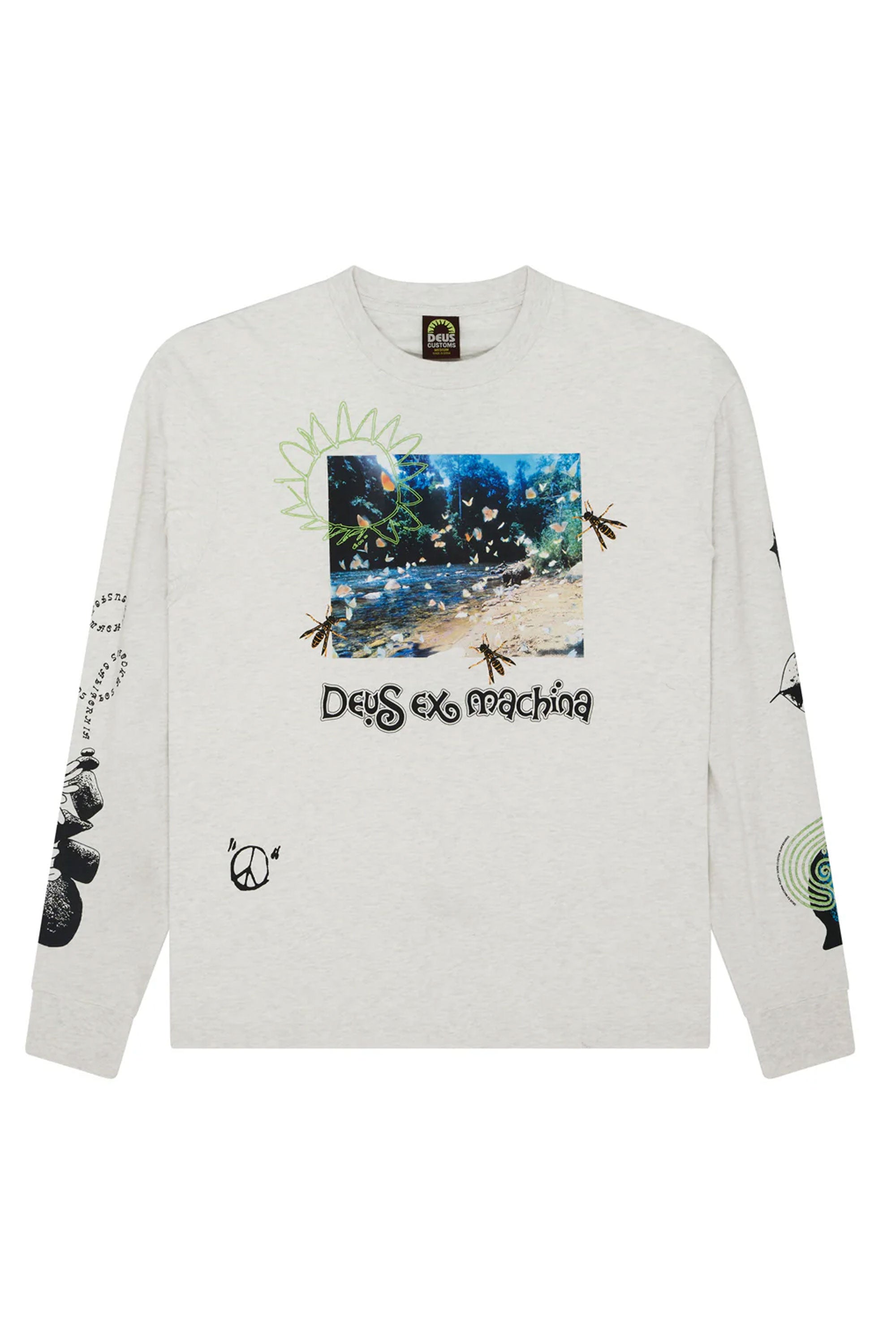 Happylifeshops Man Tee Deus Migration Long Sleeve Light Grey Marle