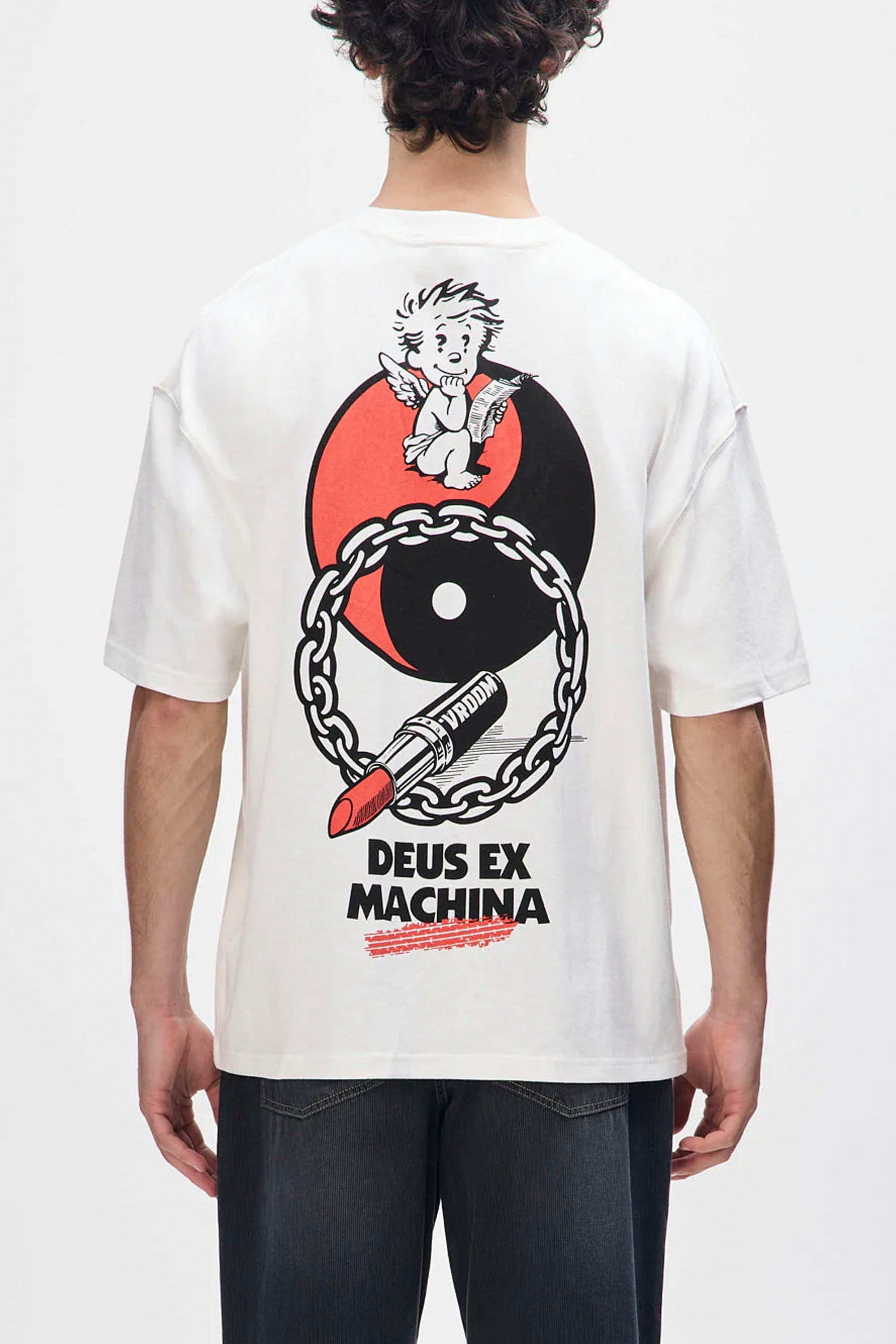 Happylifeshops Deus Ex Machina Roughneck Tee vintage white oversized graphic front and back