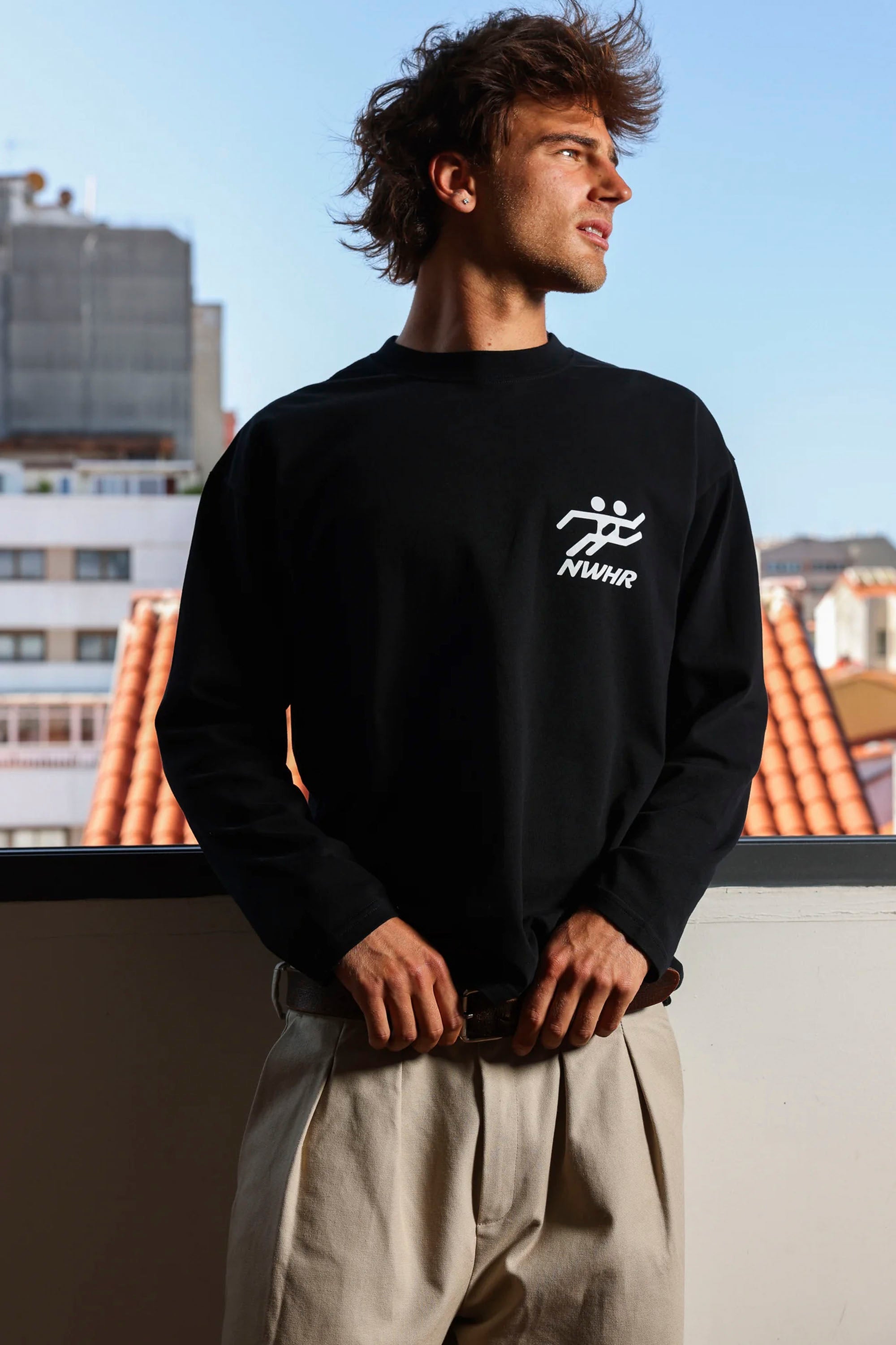 NWHR Black t-shirt with white text and graphics Happylifeshops