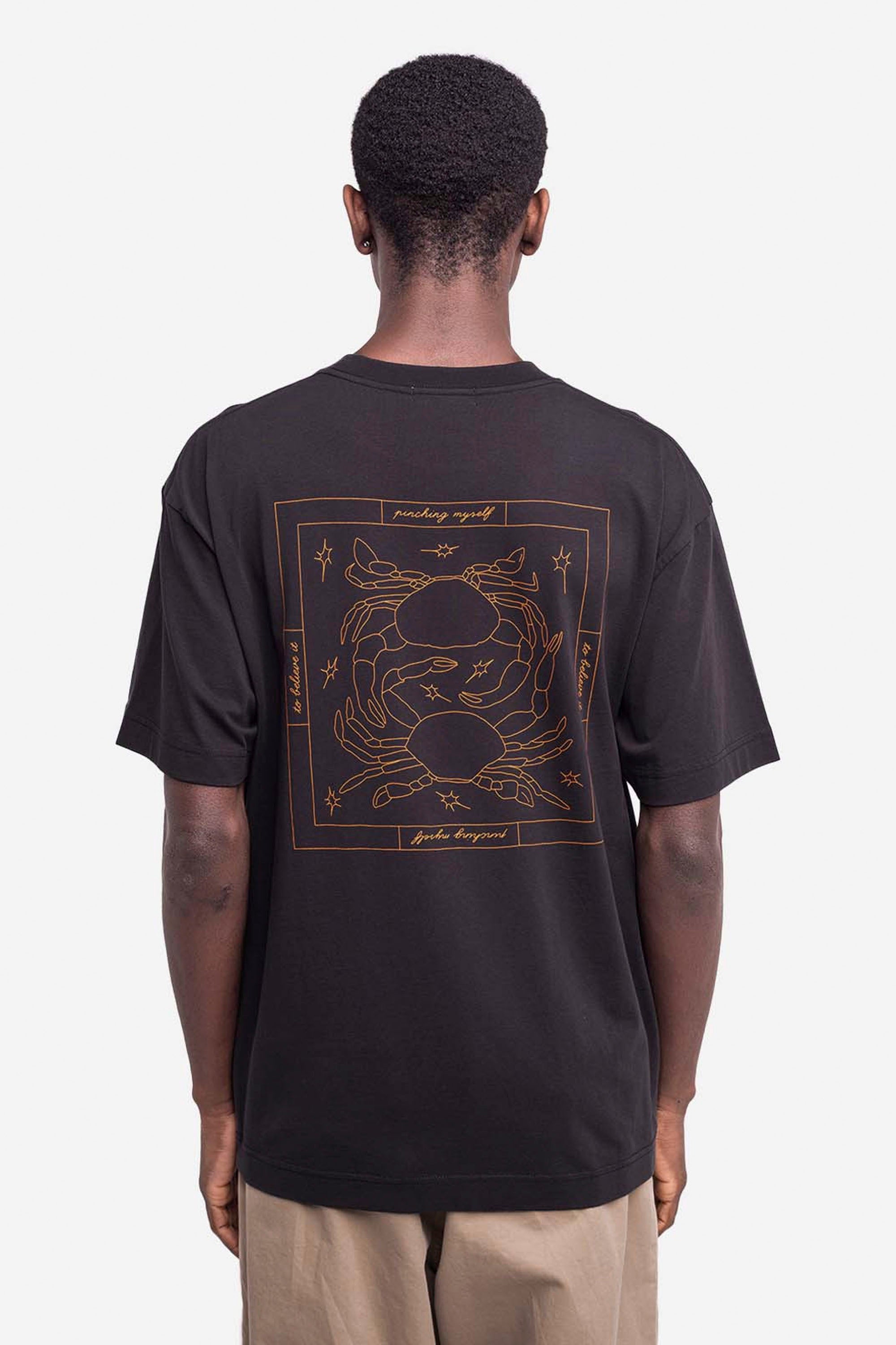 Happylifeshops black loose tee organic cotton graphic print back and front