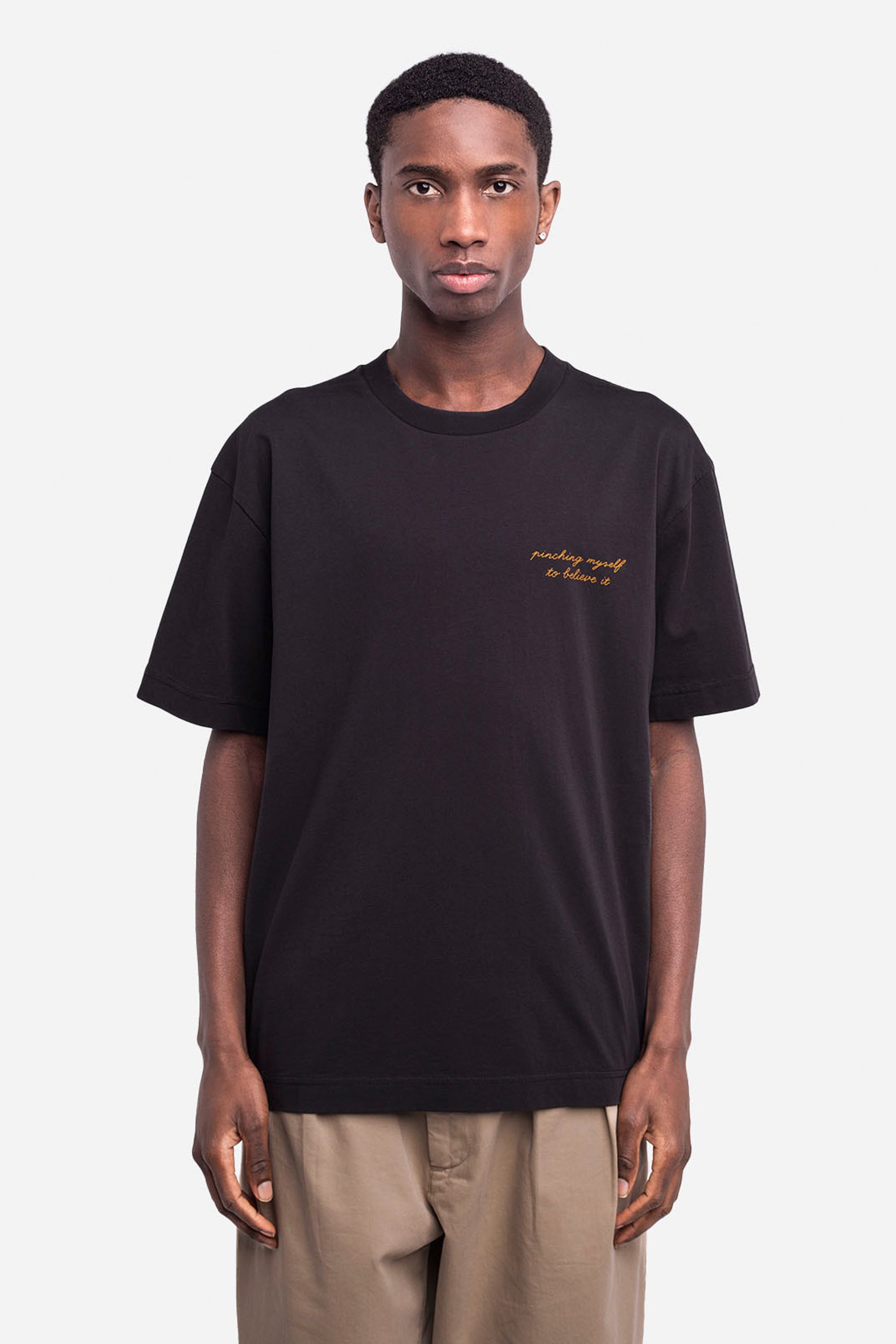 Happylifeshops black loose tee organic cotton graphic print back and front