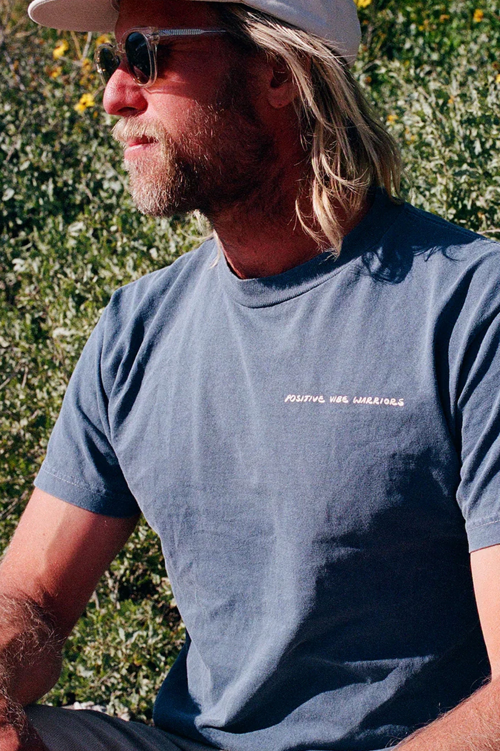 Happylifeshops Man Tee Positive Vibe Warriors Fishman Surf Blue