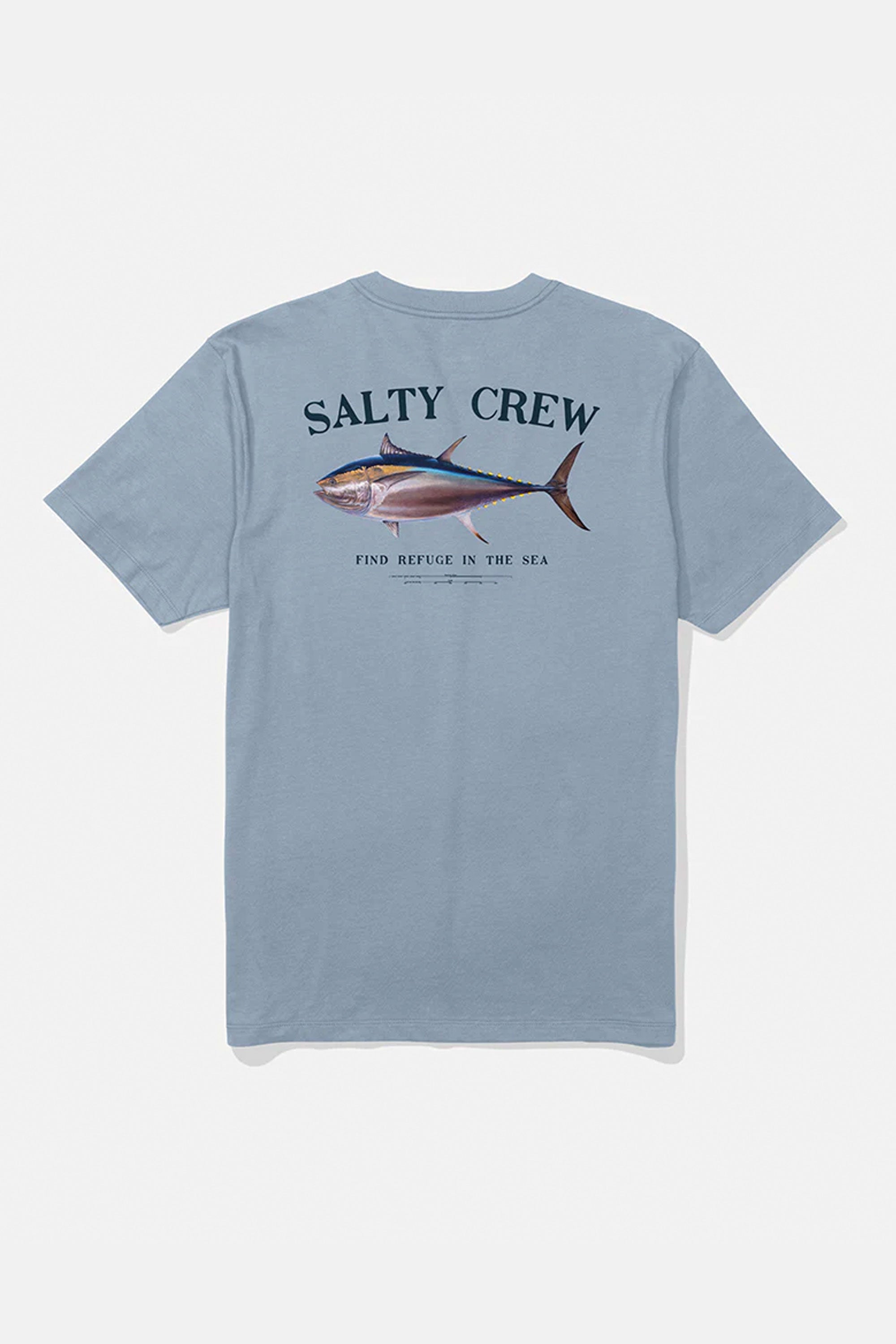 Happylifeshops Salty Crew men’s cotton graphic tee in blue fog