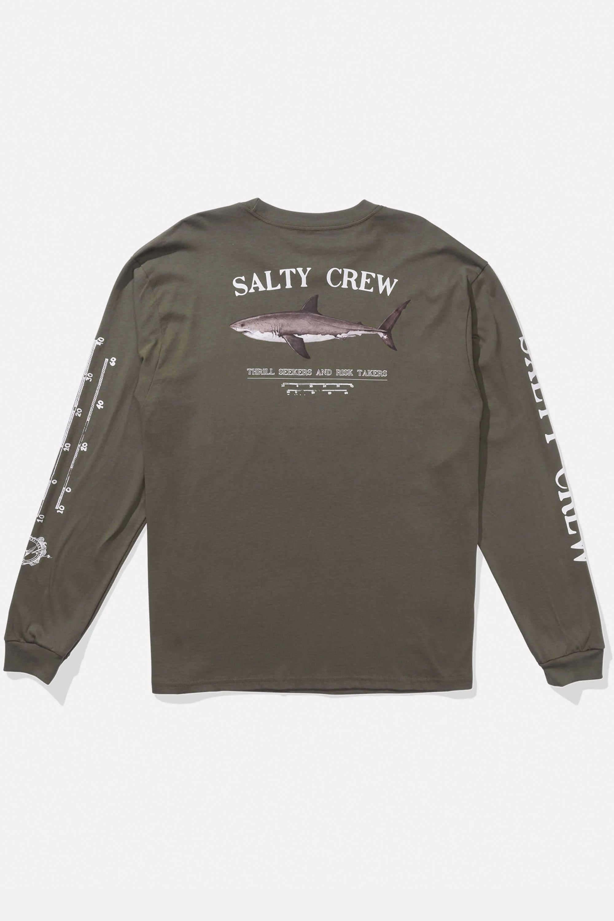 Happylifeshops Salty Crew long sleeve graphic tee in dusty olive
