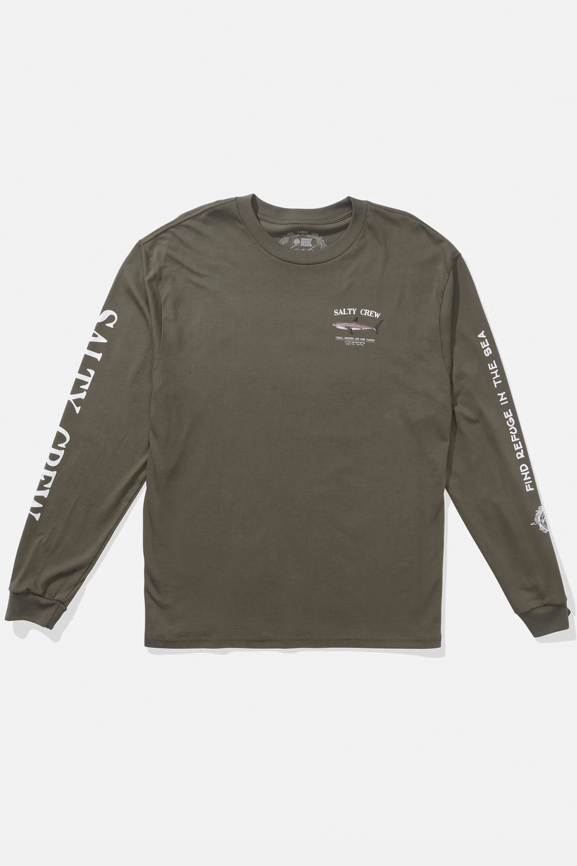 Happylifeshops Salty Crew long sleeve graphic tee in dusty olive