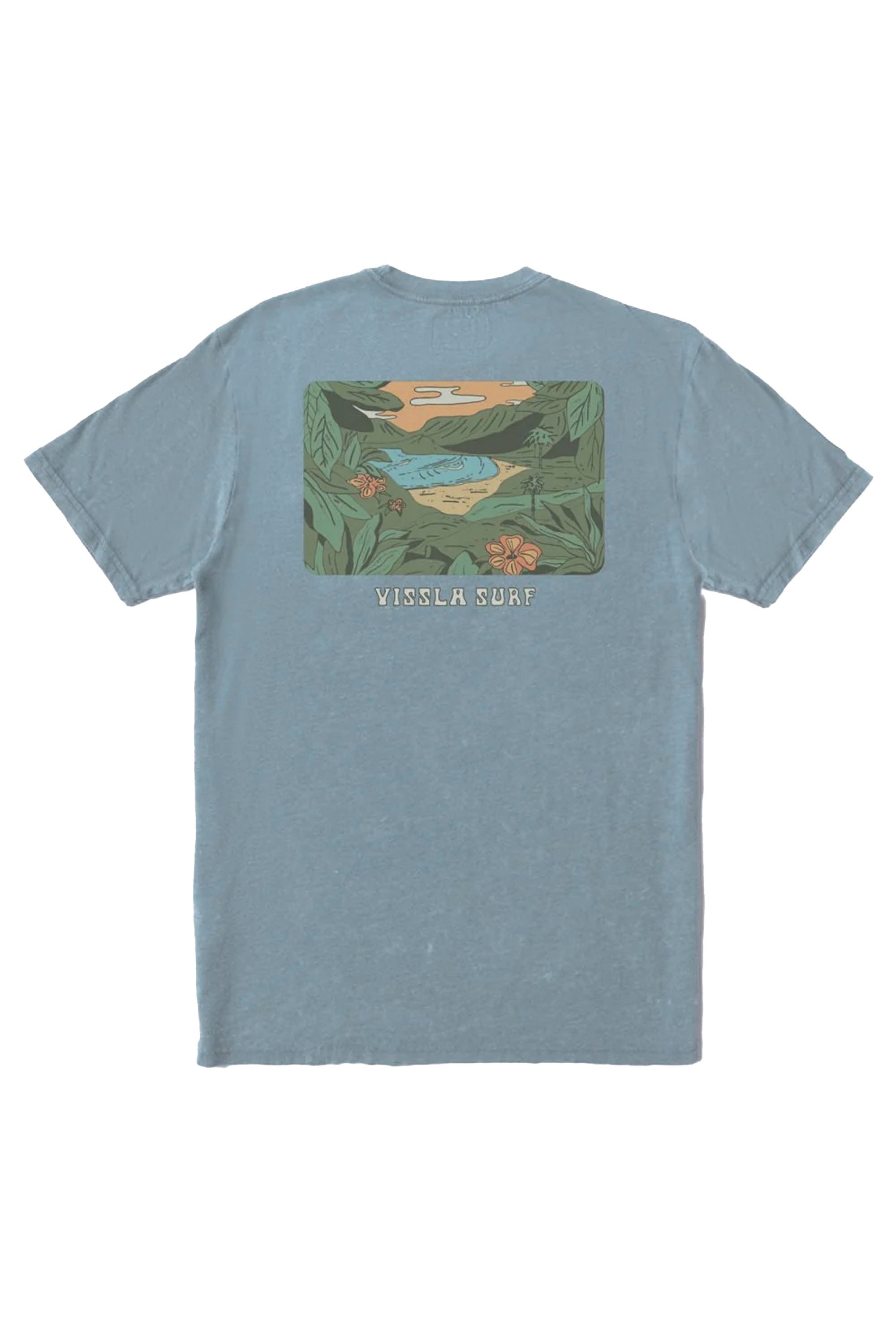 Vissla Happylifeshops Secret Shores Cosmic Wash SS Tee denim washed-toned graphic tee