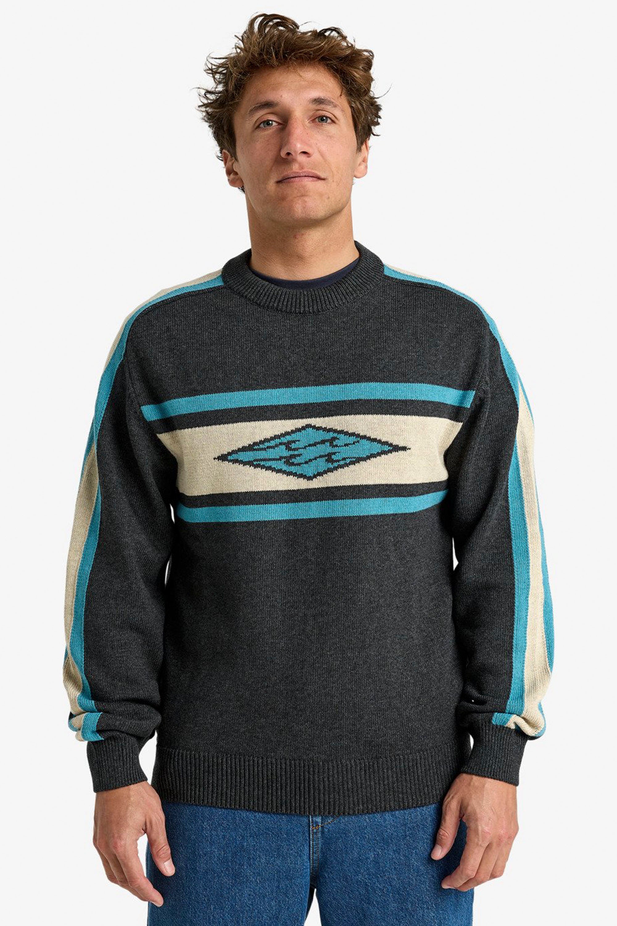 Happylifeshops Billabong Grey and blue Unlock Diamond jersey knit