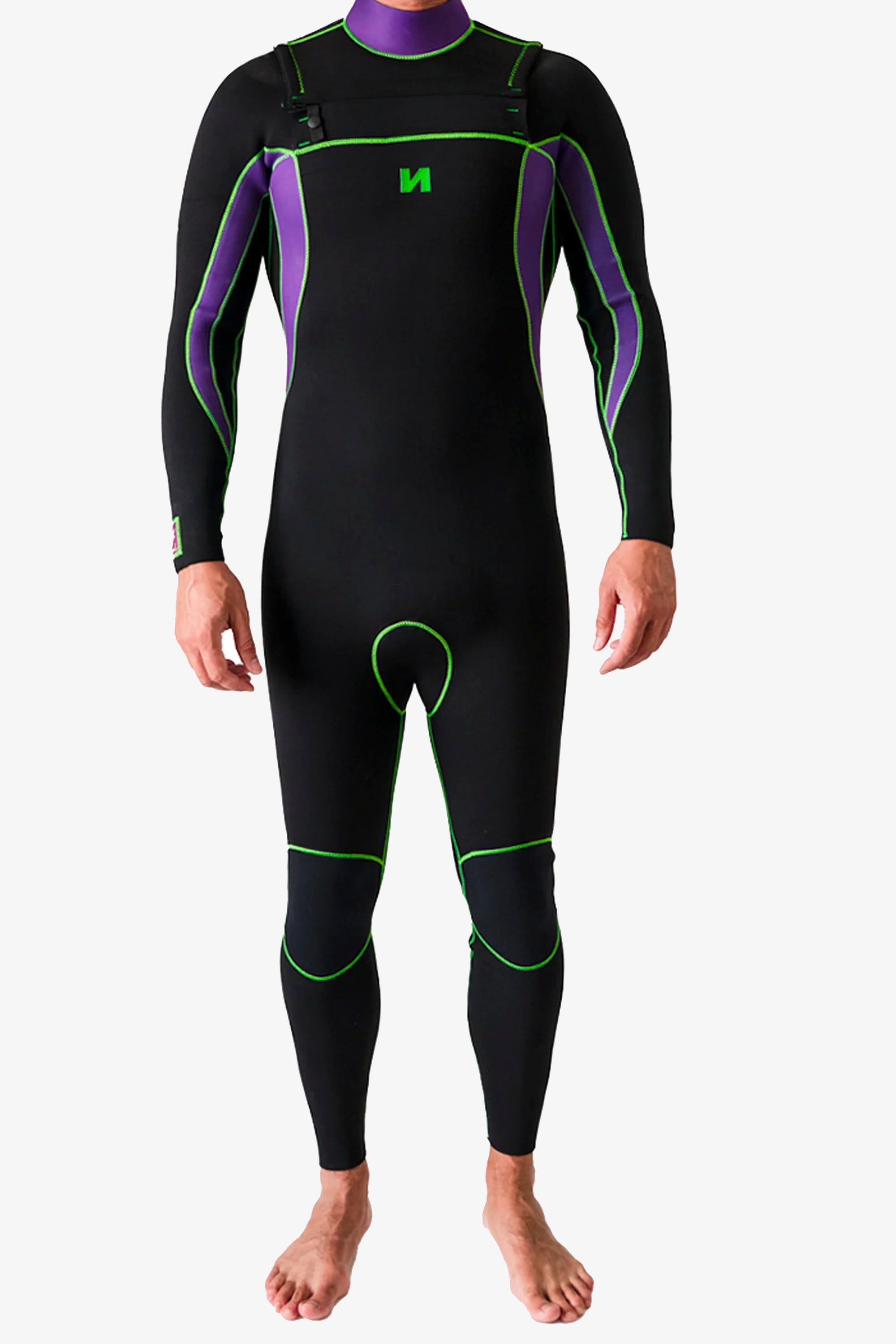 Revolution Black wetsuit with green and purple accents Happylifeshops