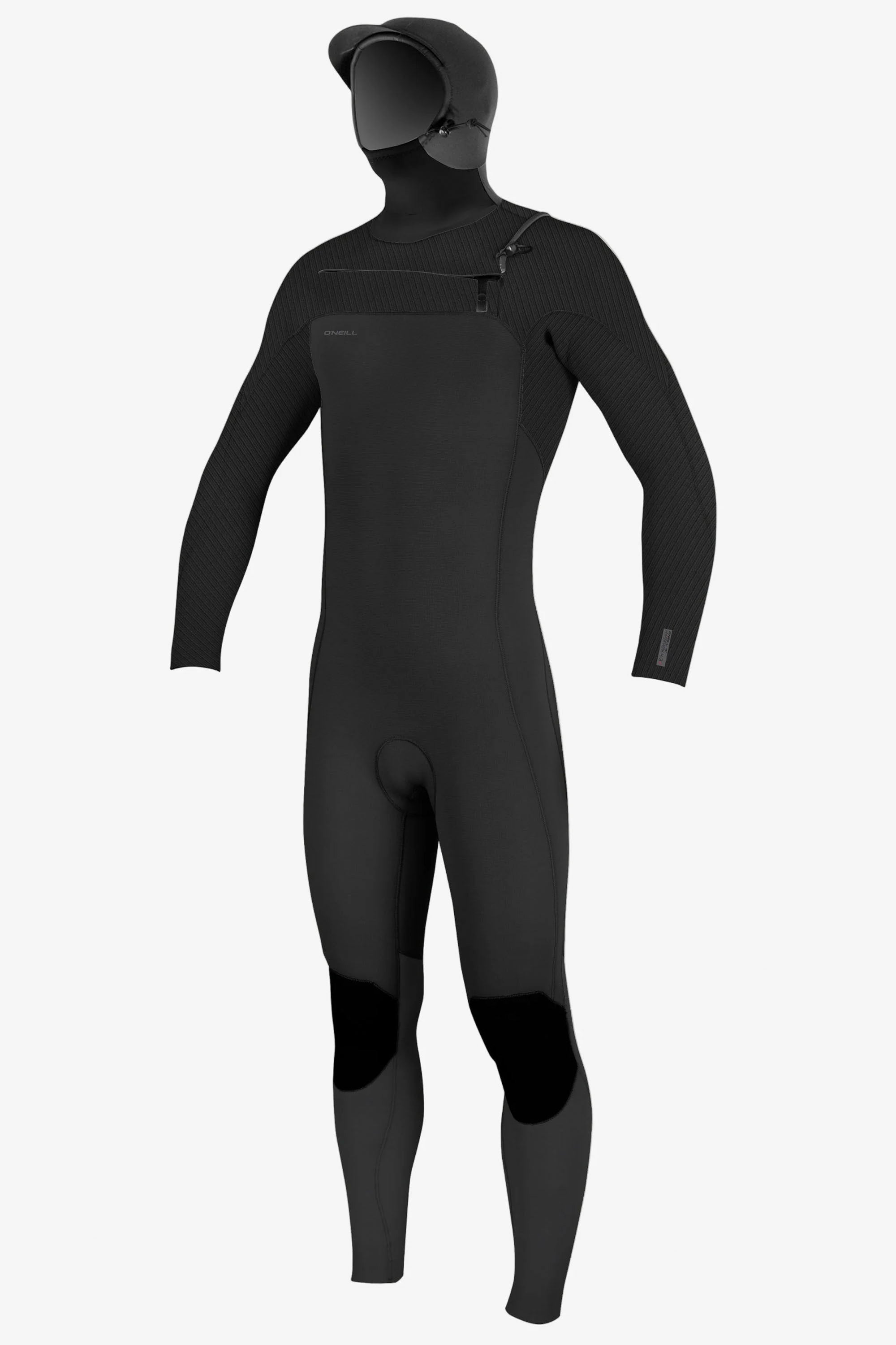 Happylifeshops O’Neill Hyperfreak 5/4+ mm Chest Zip Full Wetsuit with Hood in Black/Black