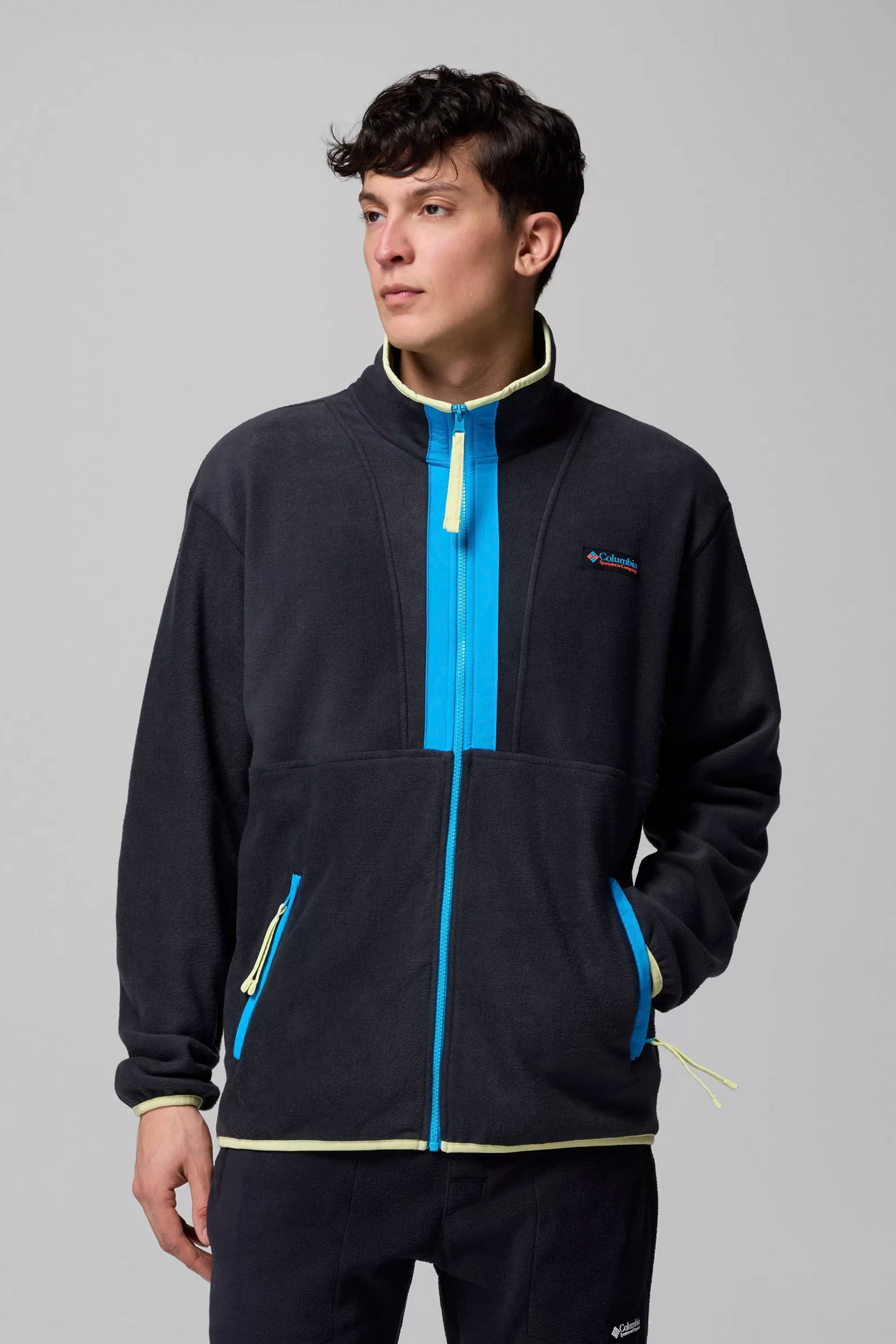Happylifeshops Columbia men’s fleece jacket in Black / Compass Blue