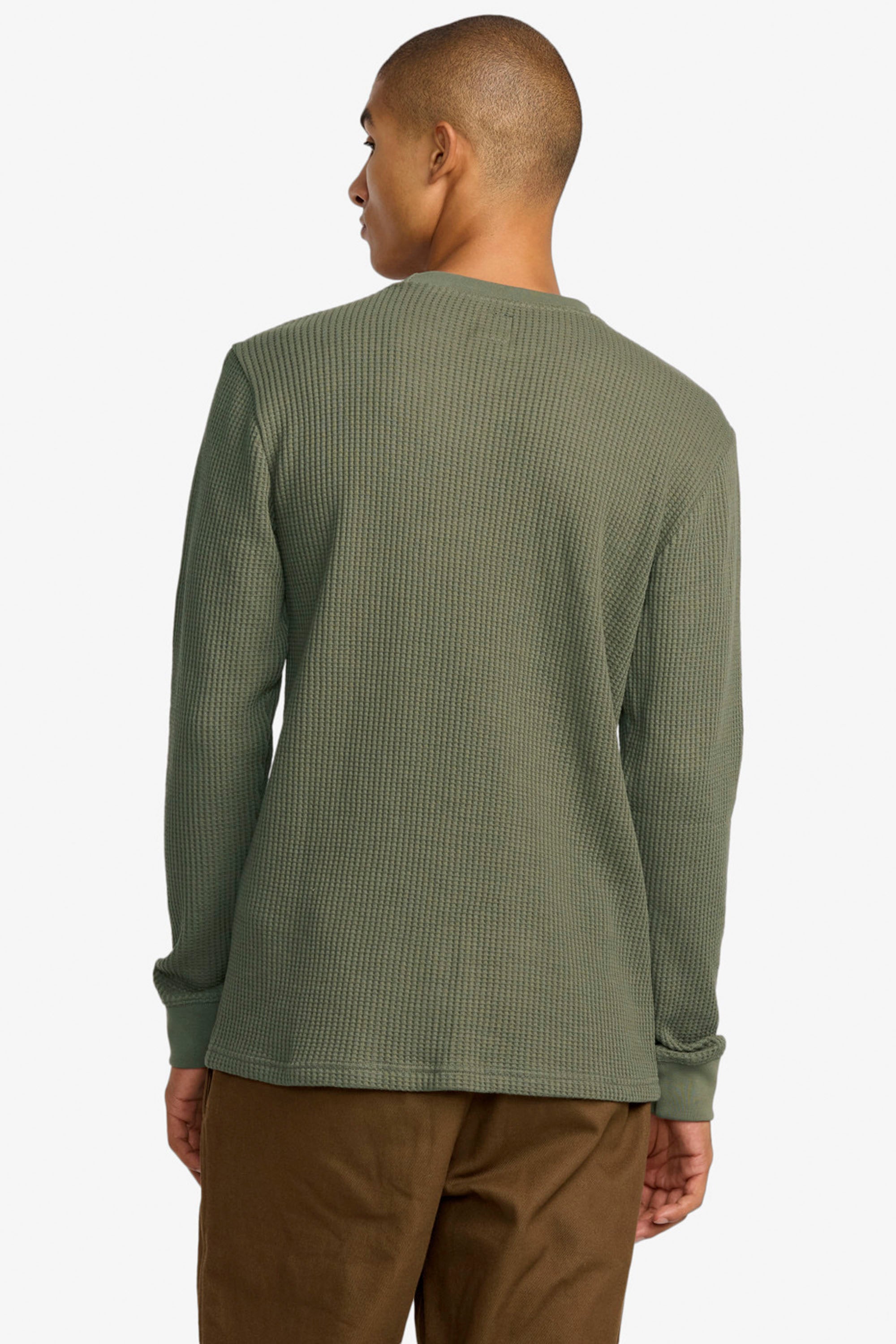 Happylifeshops RVCA waffle knit thermal tee in Olive