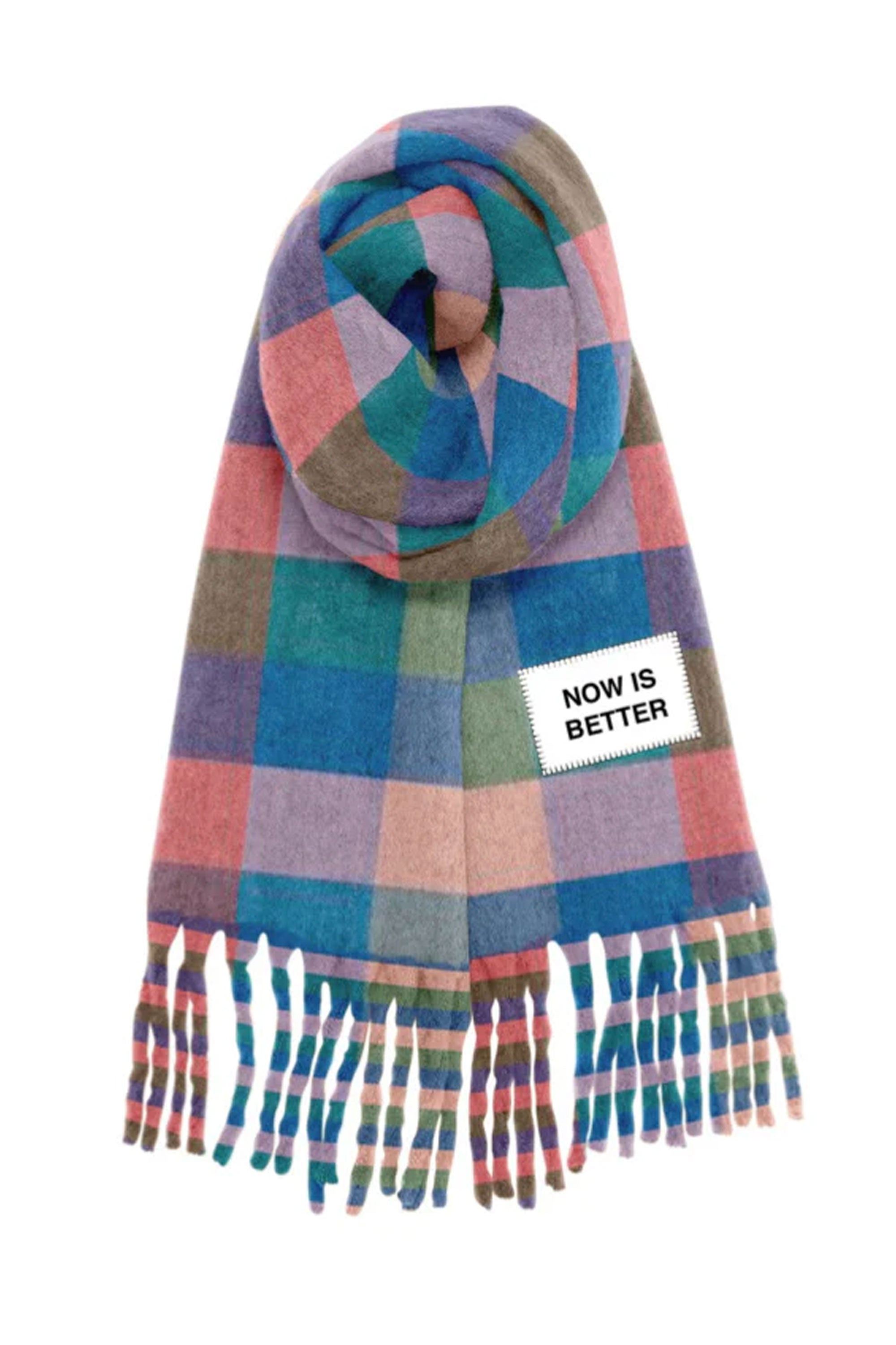 Verb To Do Happylifeshops Maxiscarf Now Is Better oversized slogan scarf colorful cozy wrap